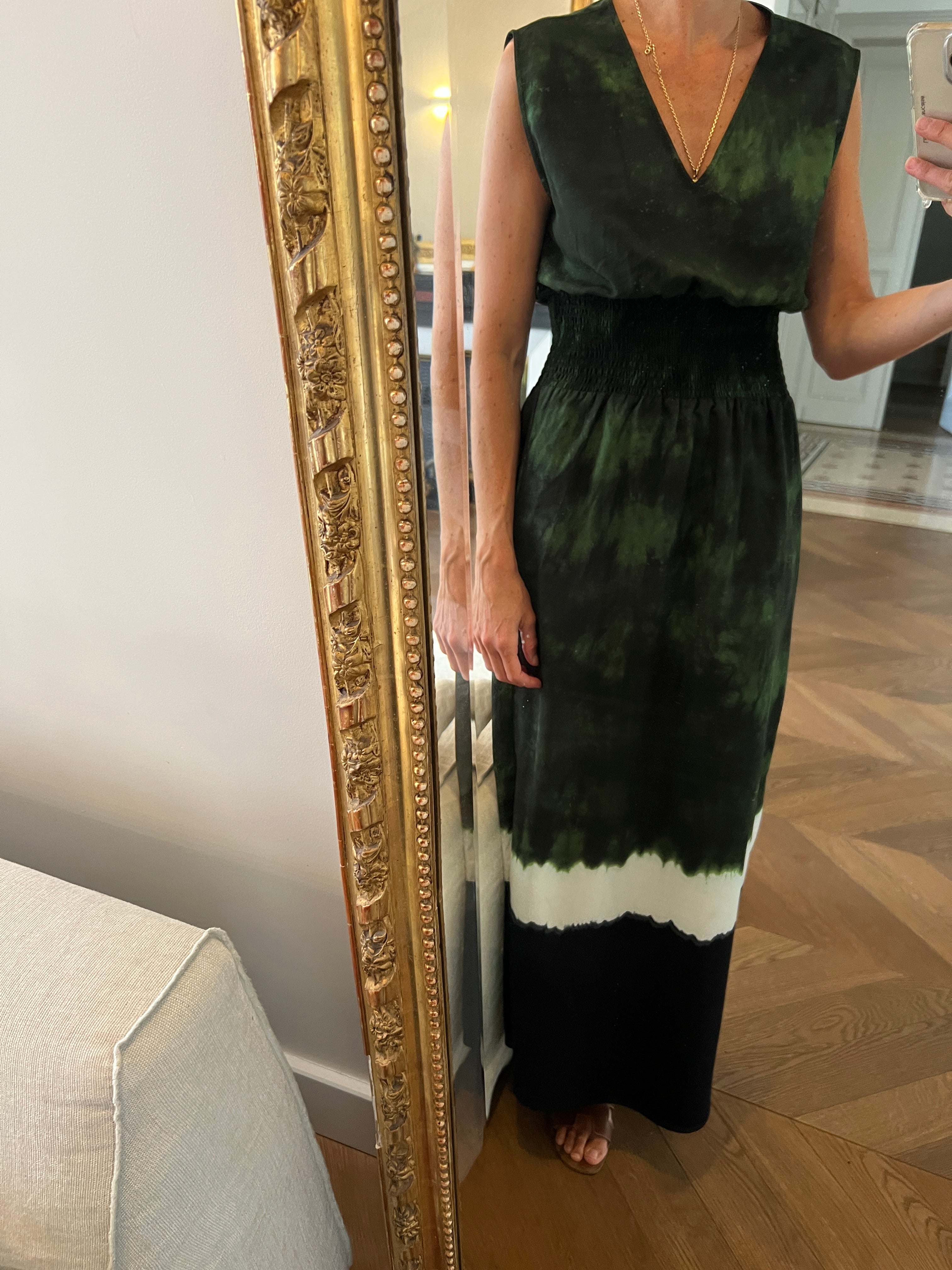 Robe Maje longue verte foncée