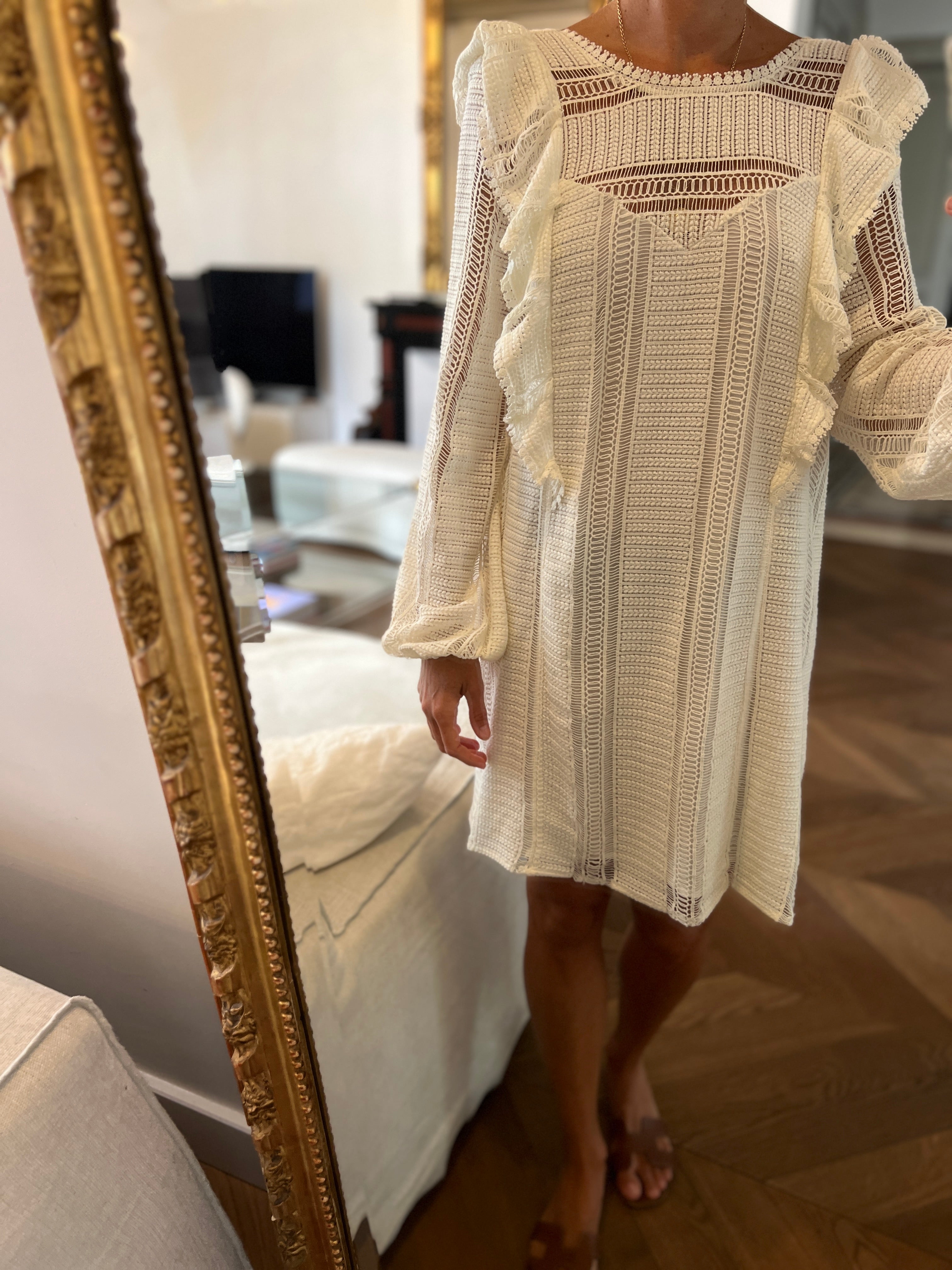 Robe Sézane ecrue à crochet