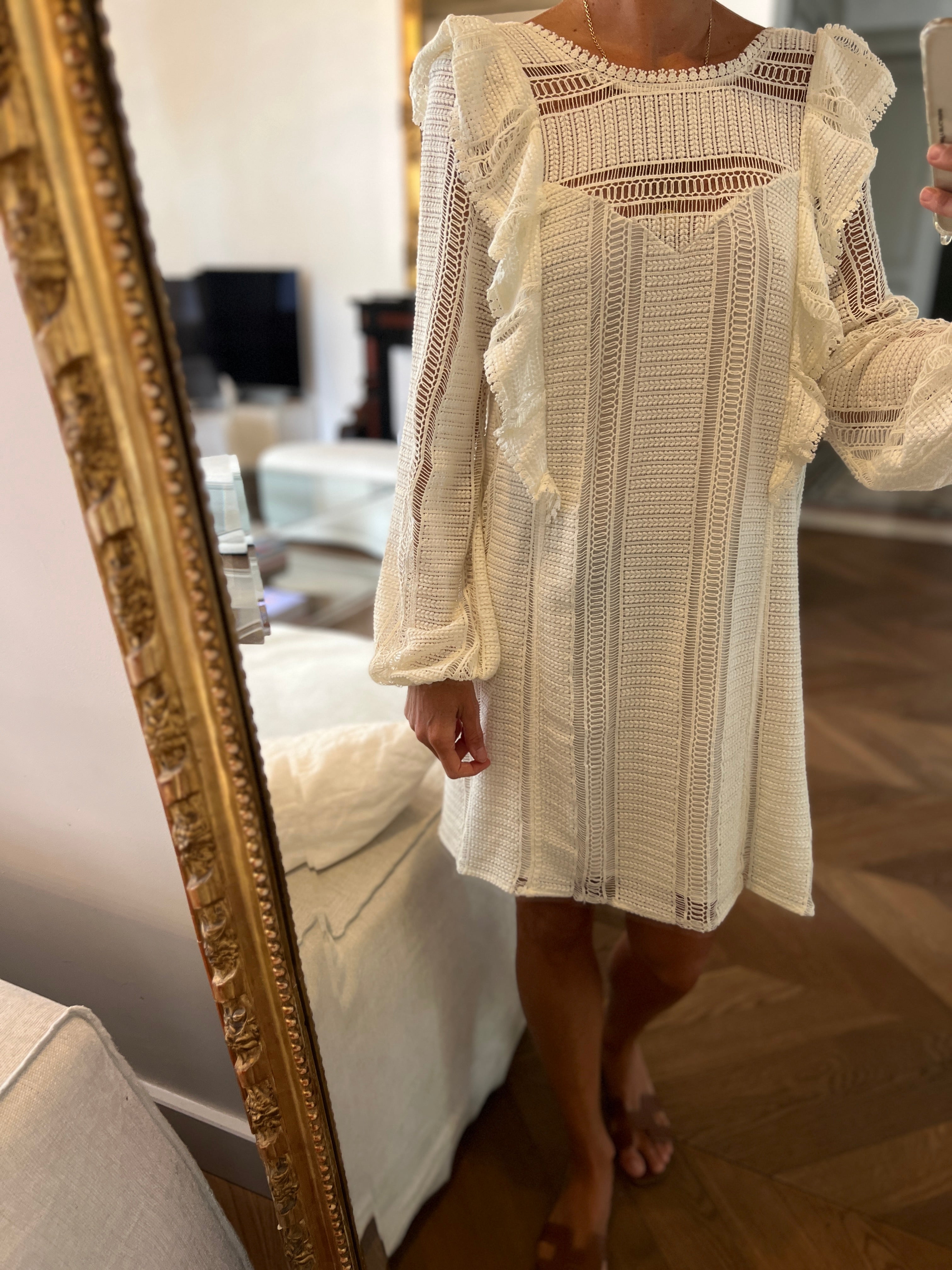 Robe Sézane ecrue à crochet