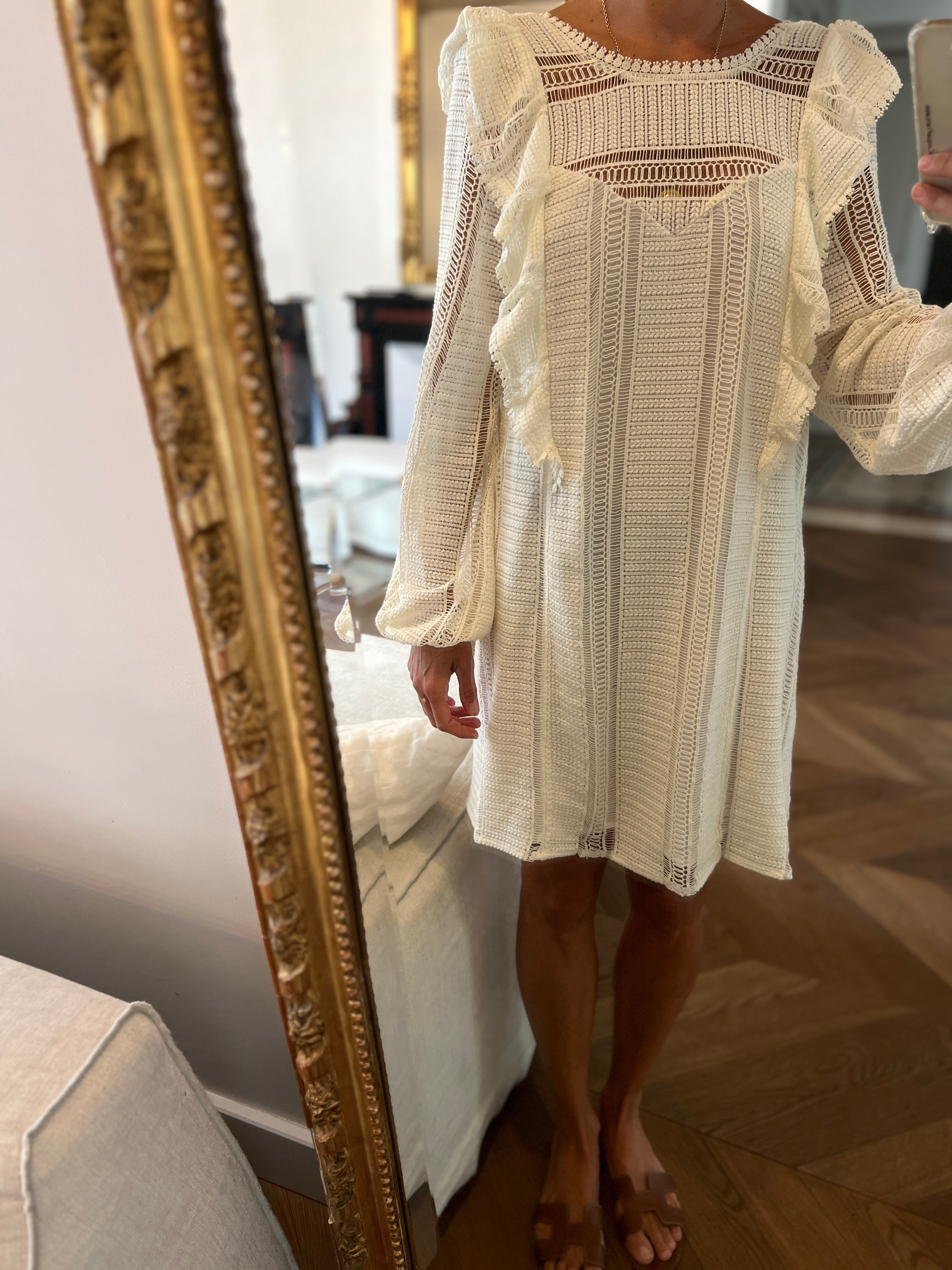 Robe Sézane ecrue à crochet