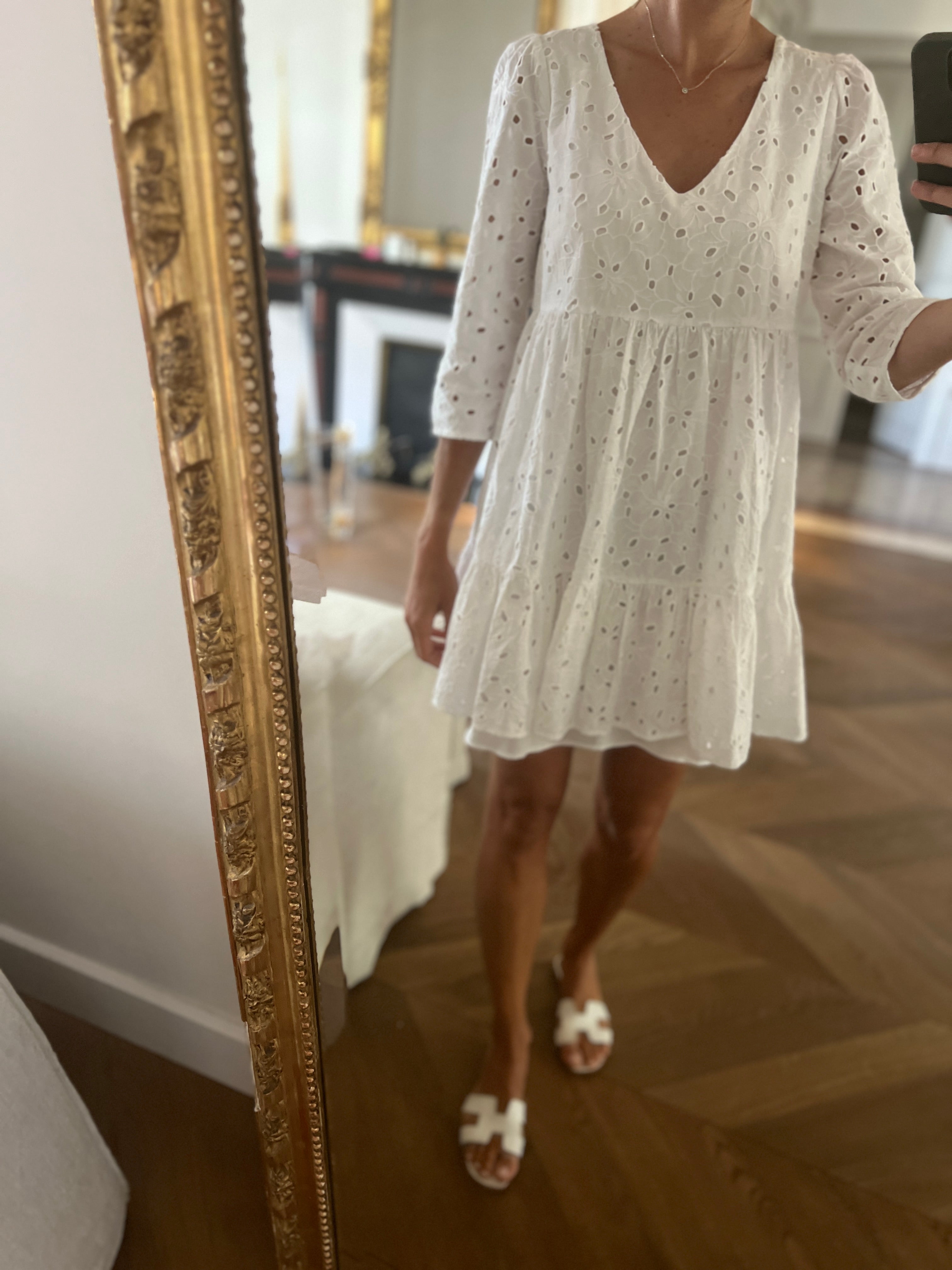 Robe Sezane blanche broderie