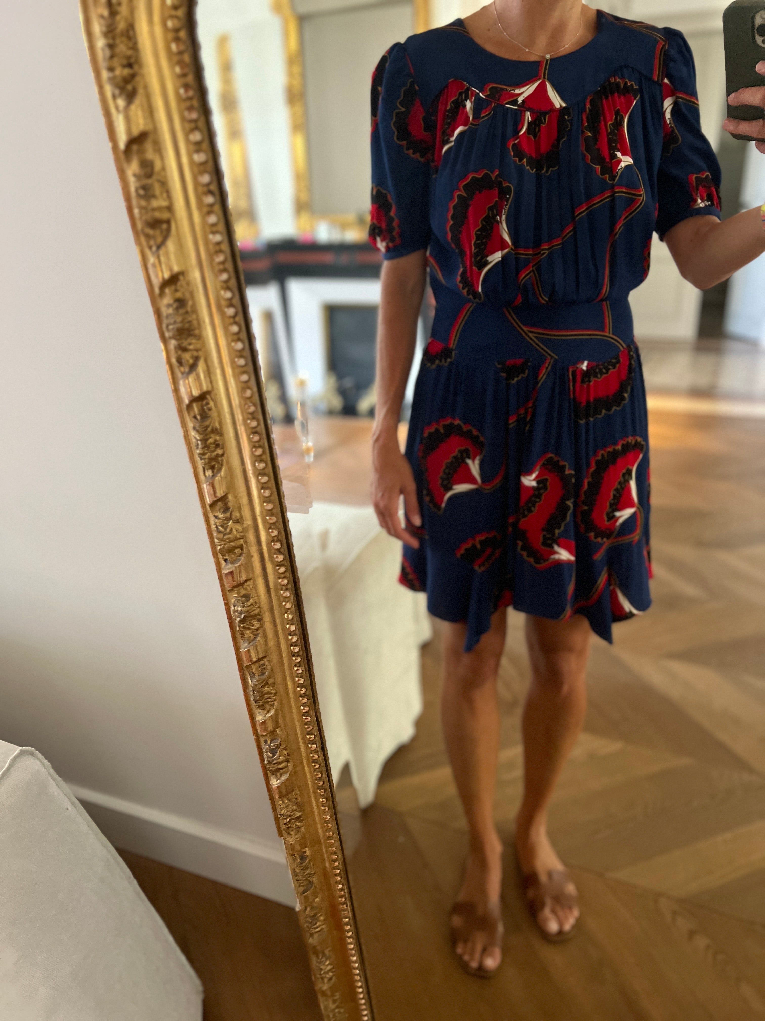 Robe Ba&sh Leo bleu marine à imprimé rouge