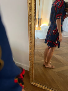 Robe Ba&sh Leo bleu marine à imprimé rouge