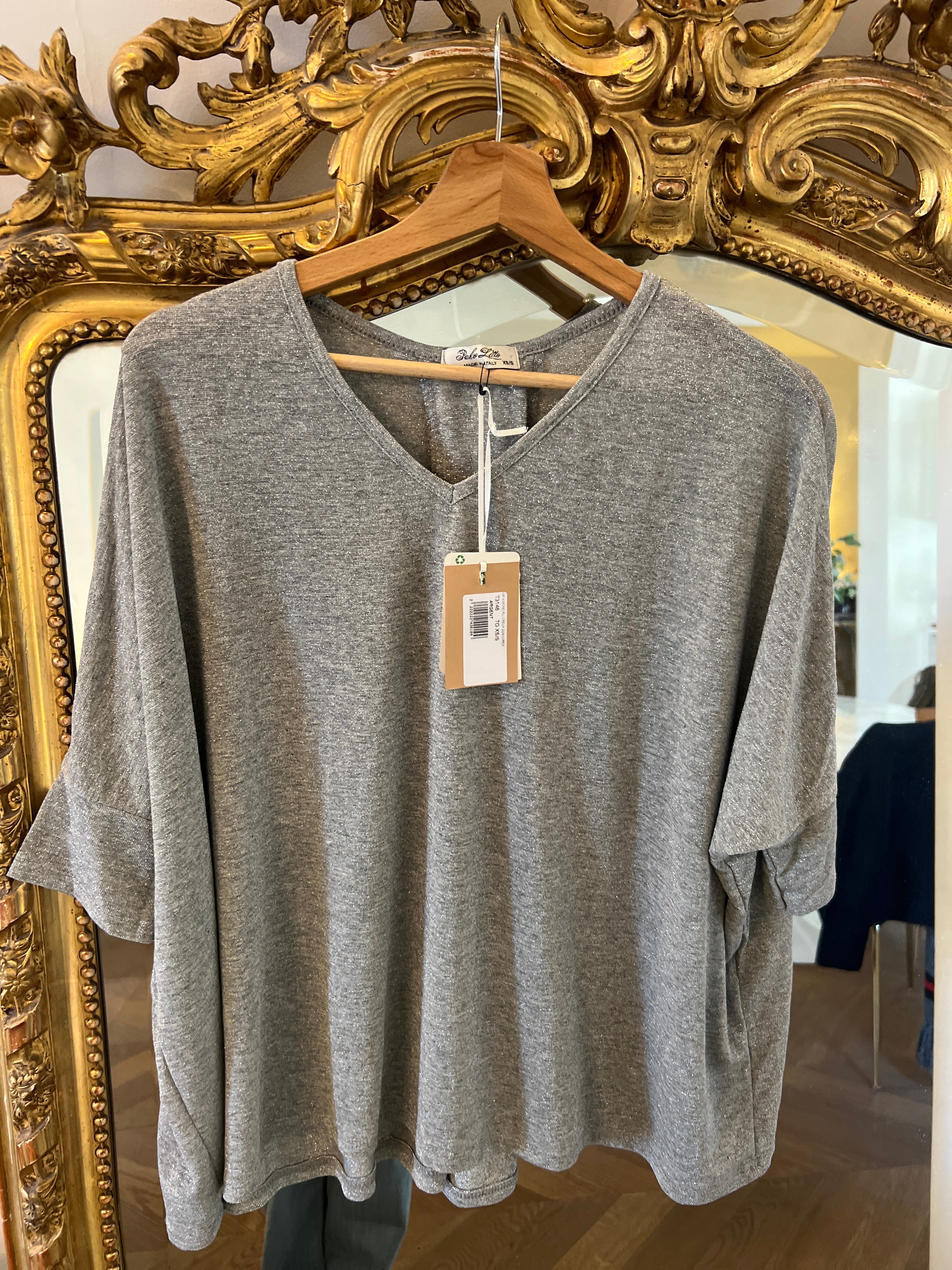 Pablo Litto- Top neuf fin argenté irisé