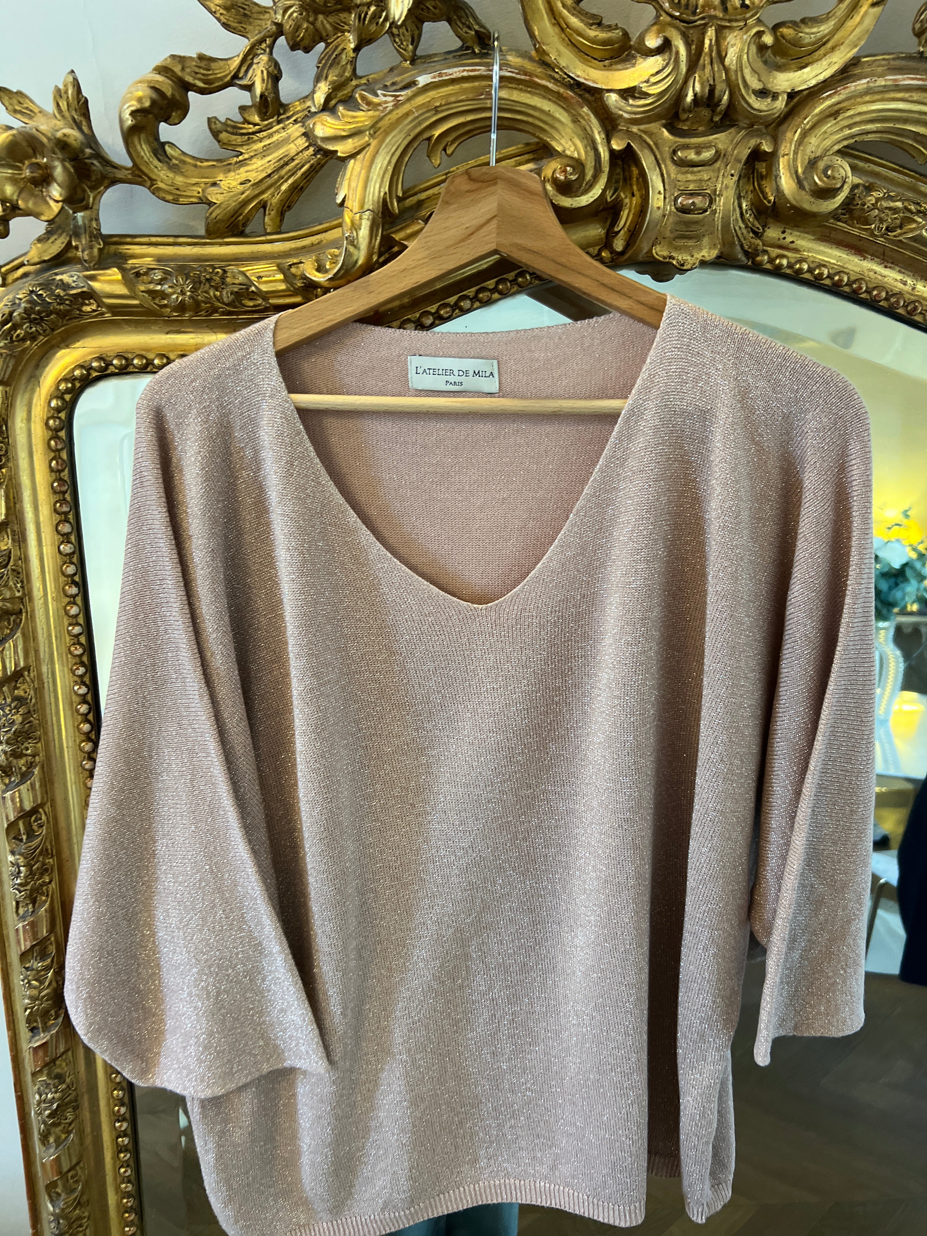 L'Atelier de Mila - Top fin rose irisé