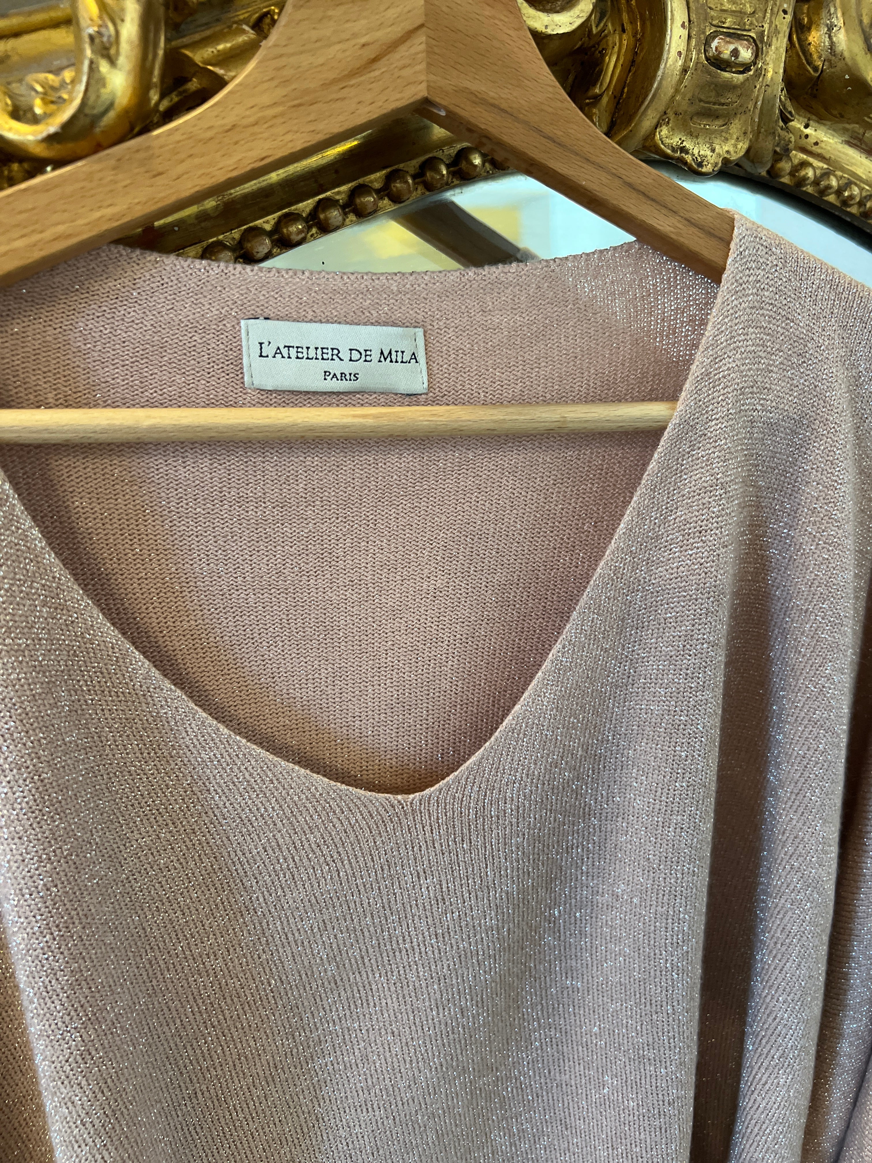 L'Atelier de Mila - Top fin rose irisé