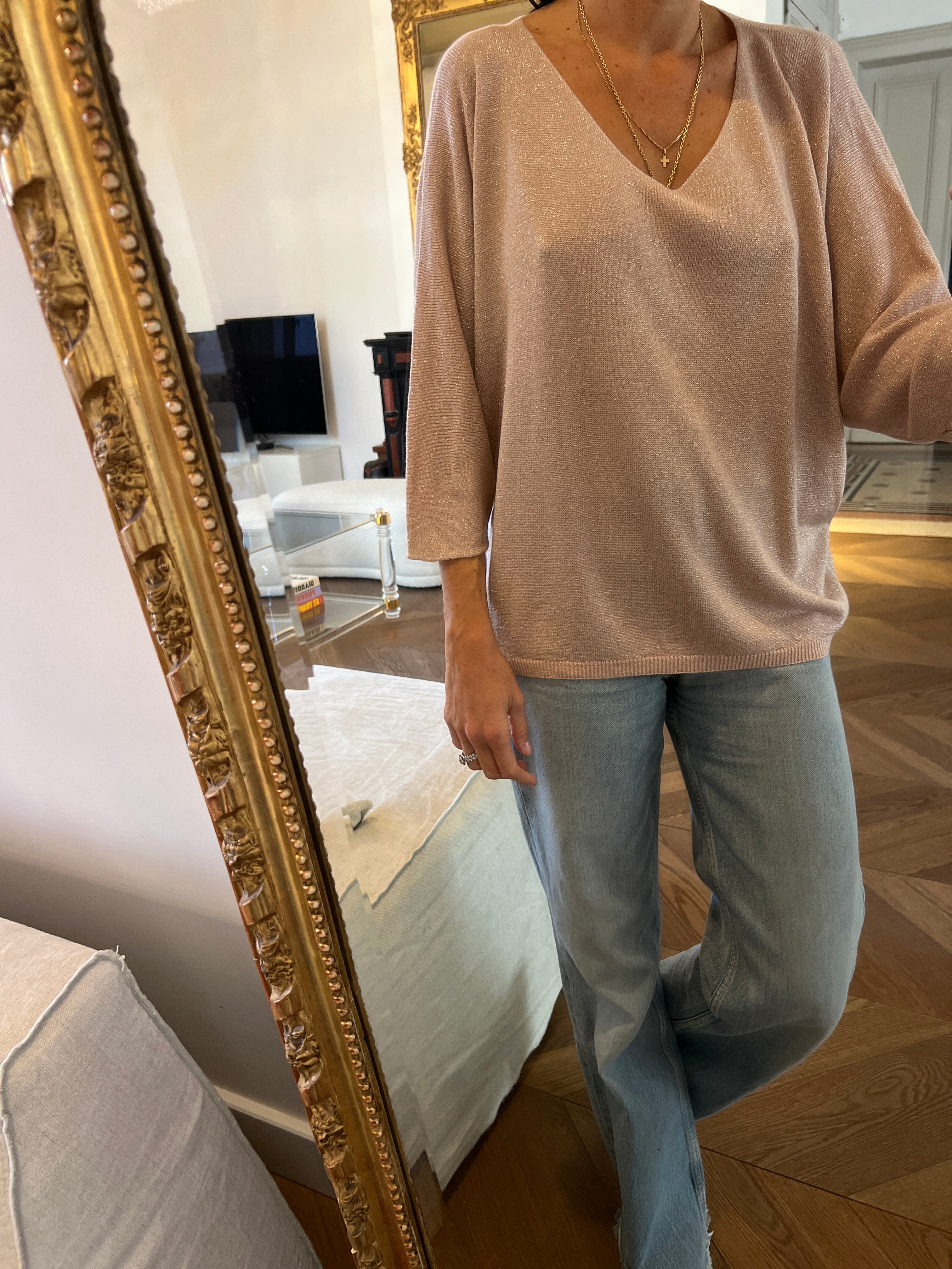 L'Atelier de Mila - Top fin rose irisé