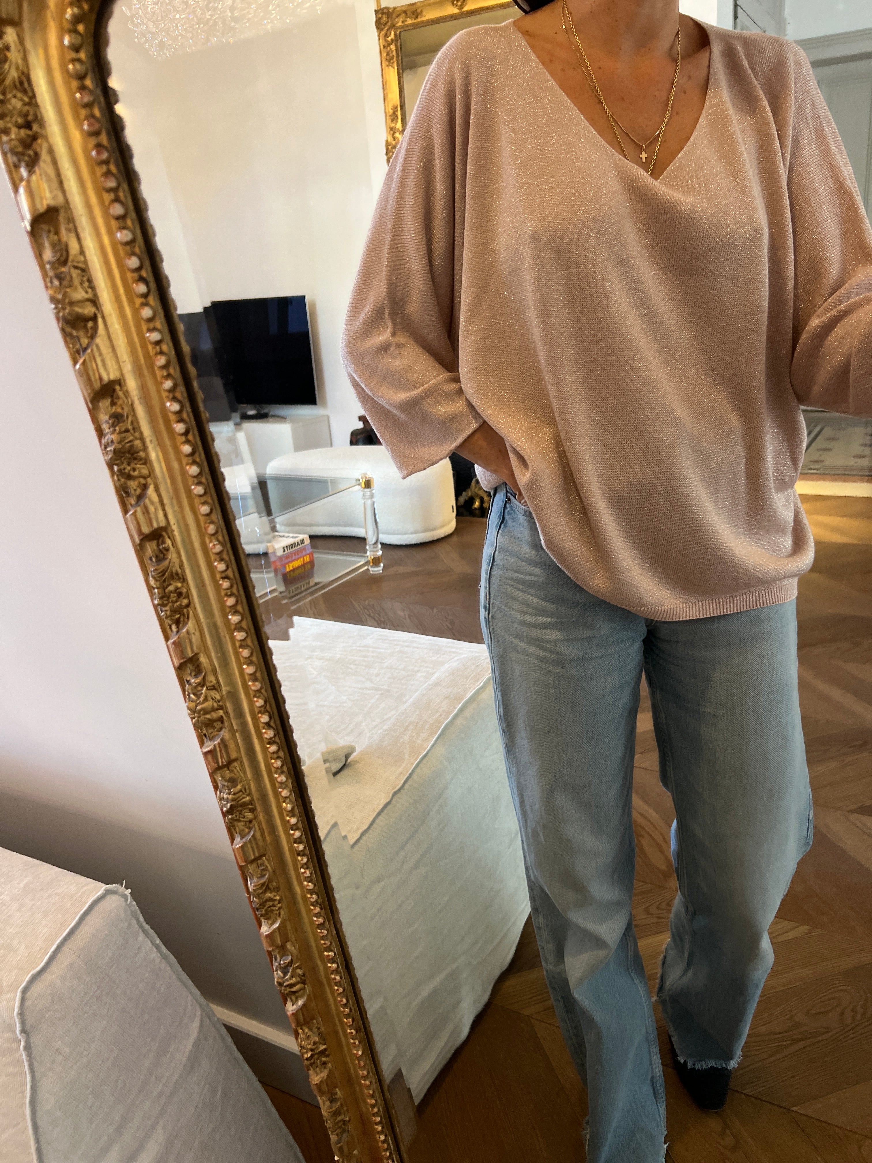 L'Atelier de Mila - Top fin rose irisé