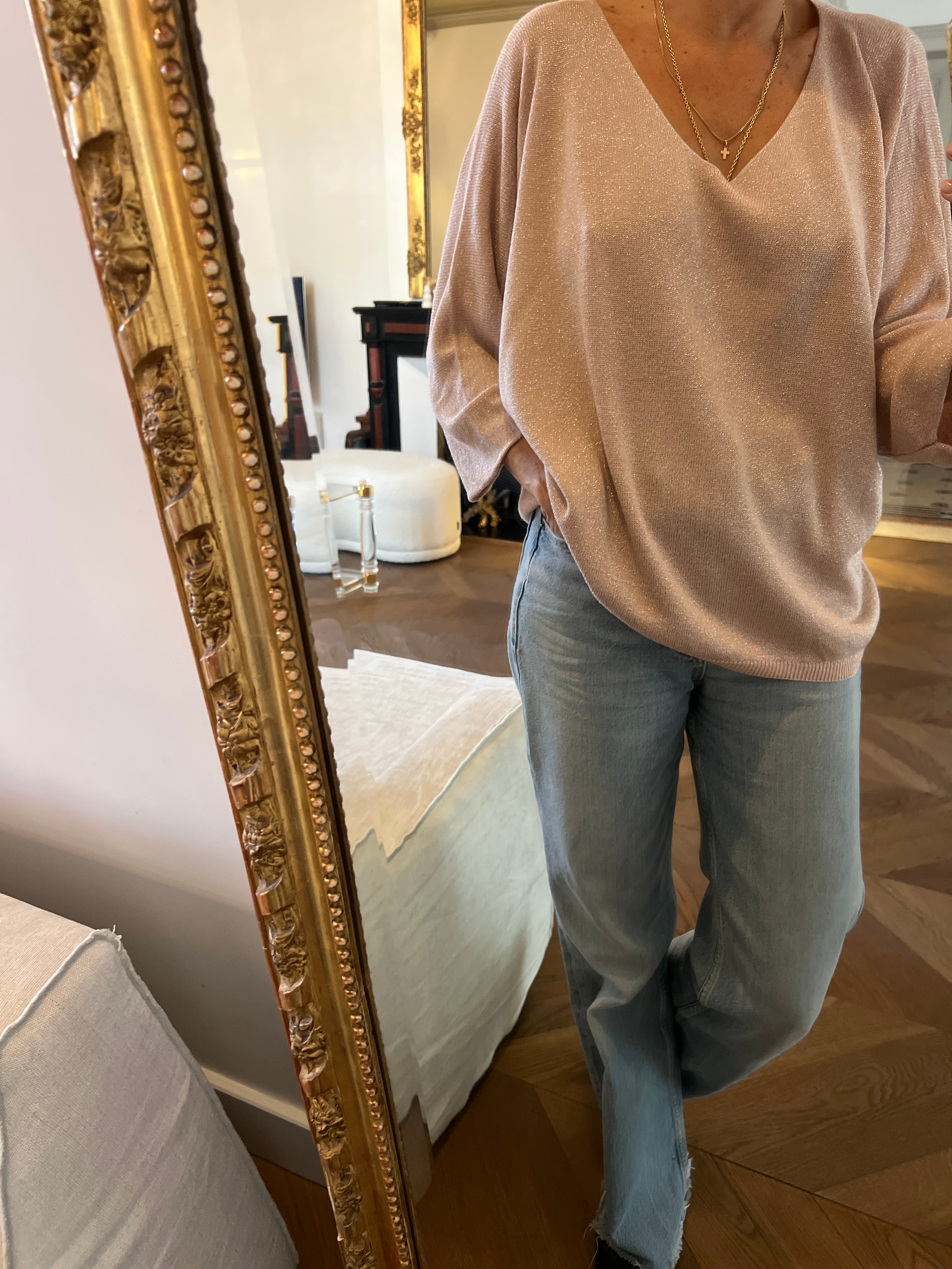 L'Atelier de Mila - Top fin rose irisé