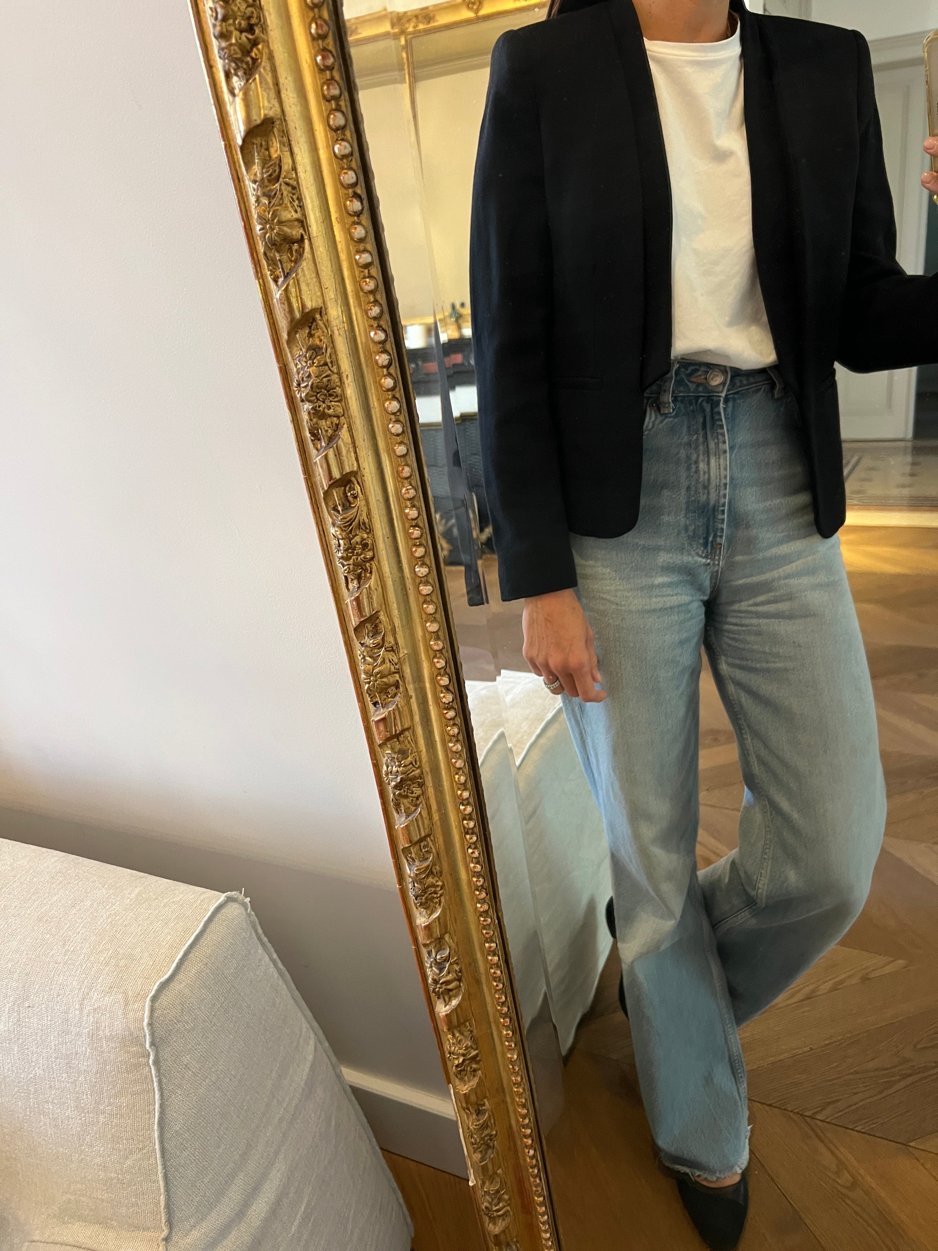 Zara - Veste courte épaulettes noires