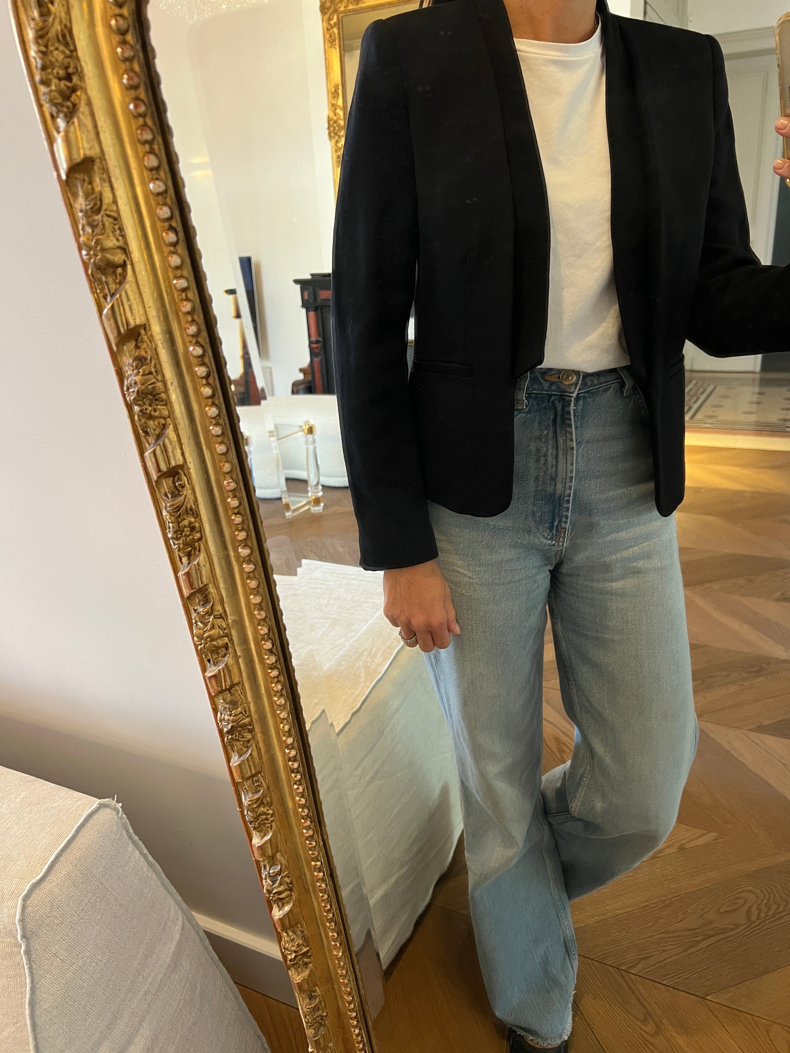 Zara - Veste courte épaulettes noires