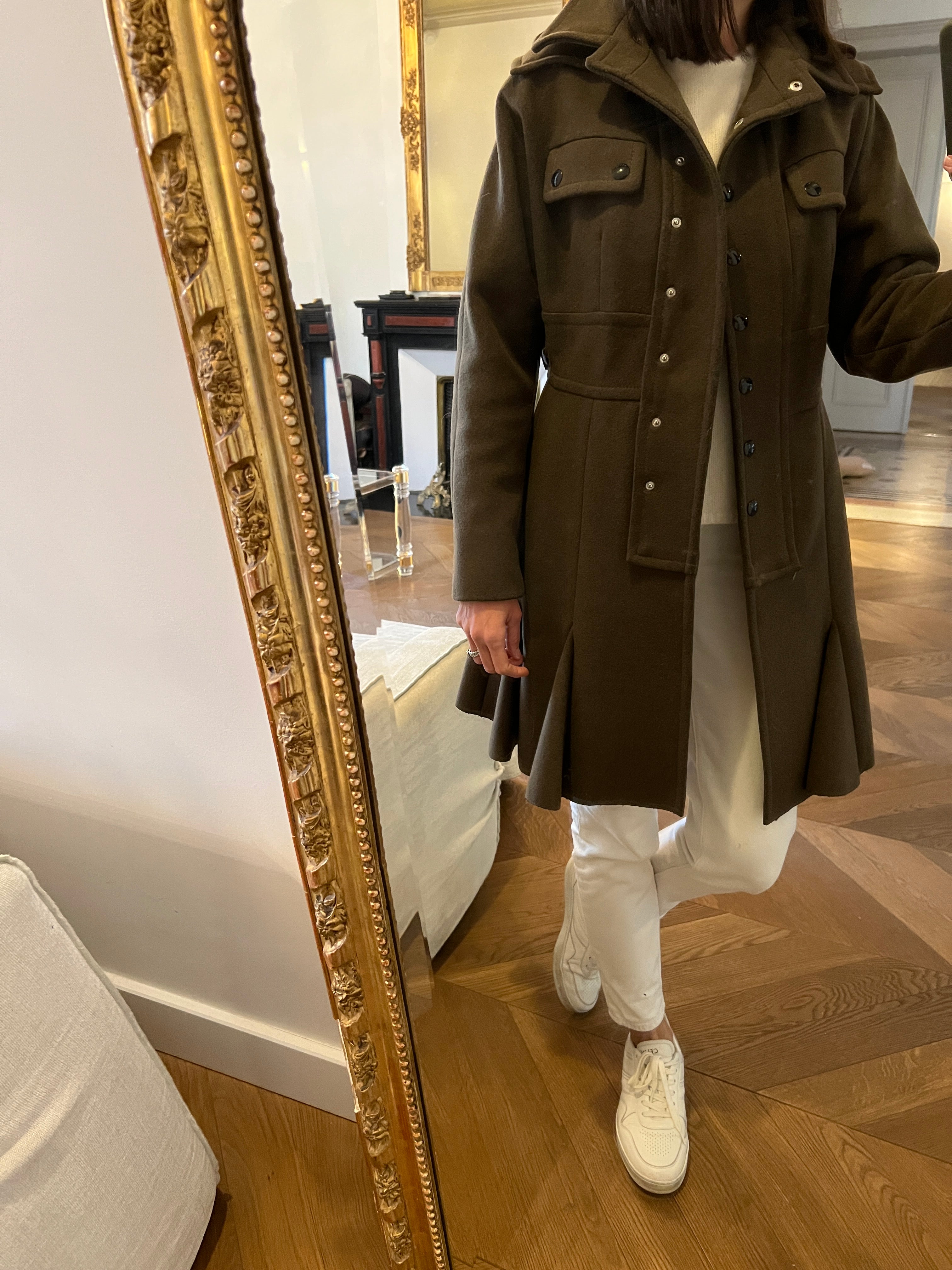 Manteau Sonia Rykiel kaki en laine