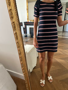 Robe Claudie Pierlot Marinière bleu marine à rayures rouge