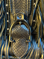 Charger l&#39;image dans la galerie, Sac Longchamps noir en cuir à franges
