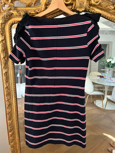 Robe Claudie Pierlot Marinière bleu marine à rayures rouge