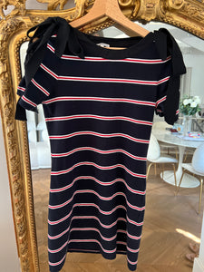 Robe Claudie Pierlot Marinière bleu marine à rayures rouge