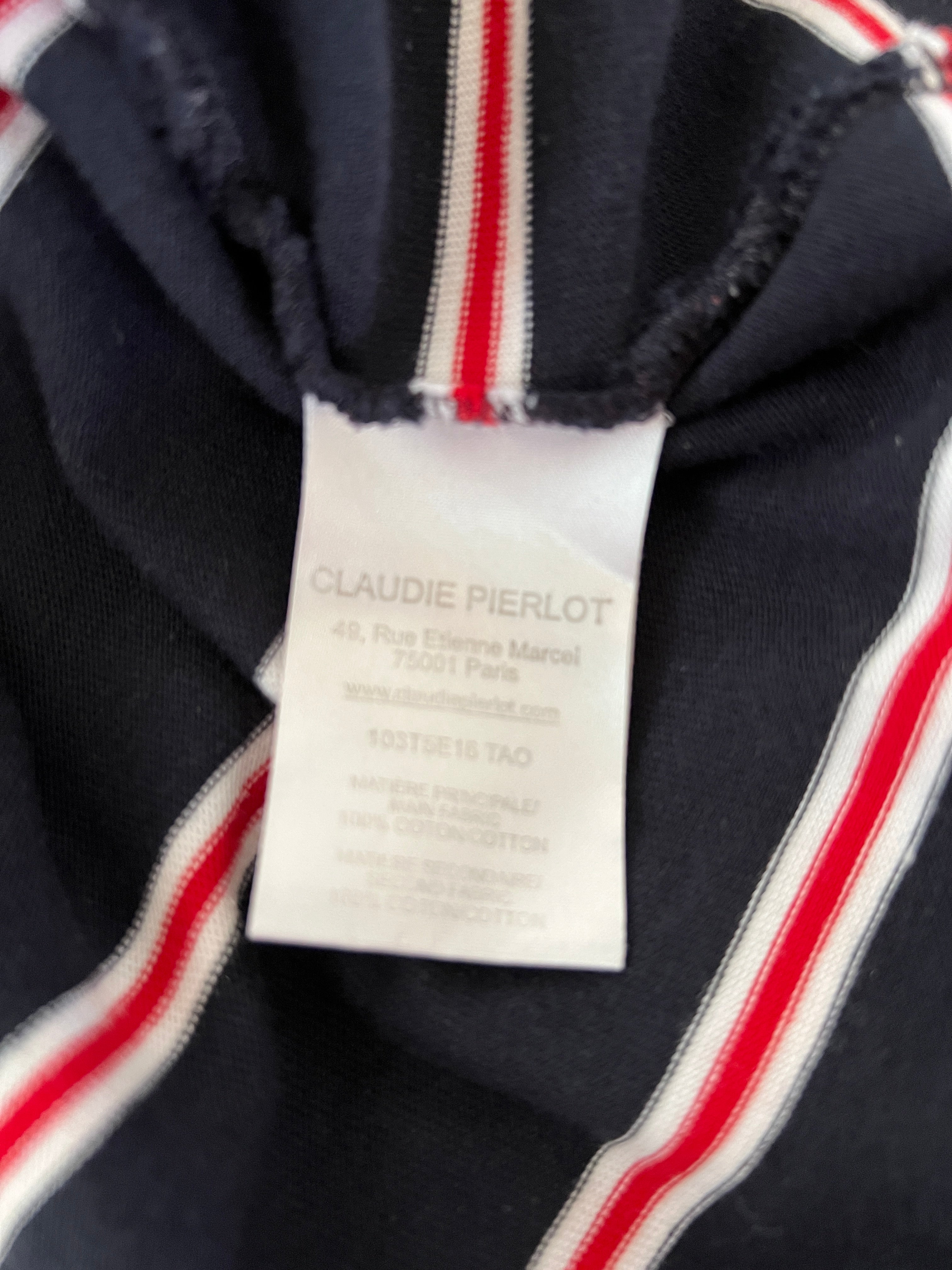 Robe Claudie Pierlot Marinière bleu marine à rayures rouge