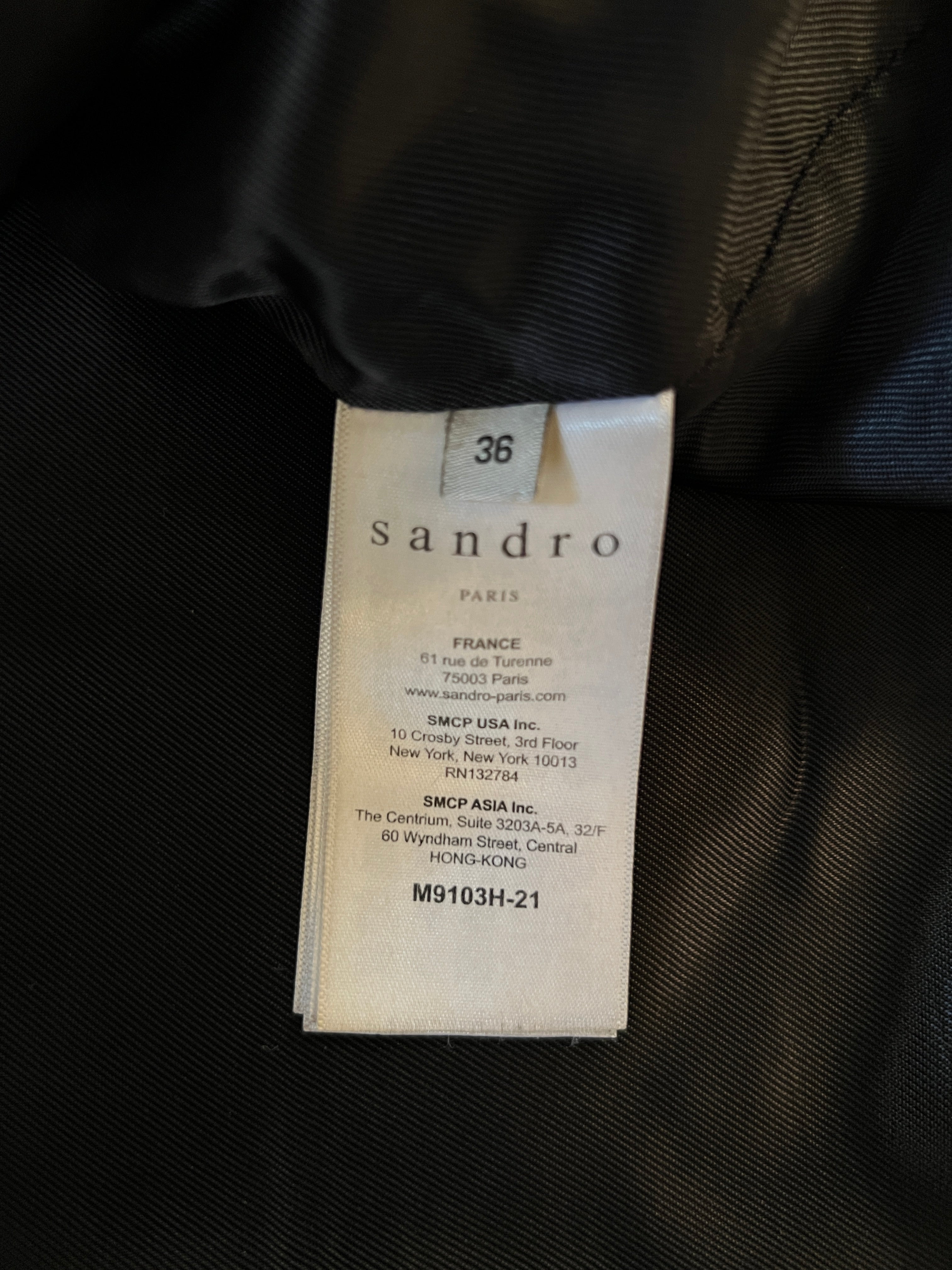 Manteau Sandro gris capuche fourrure