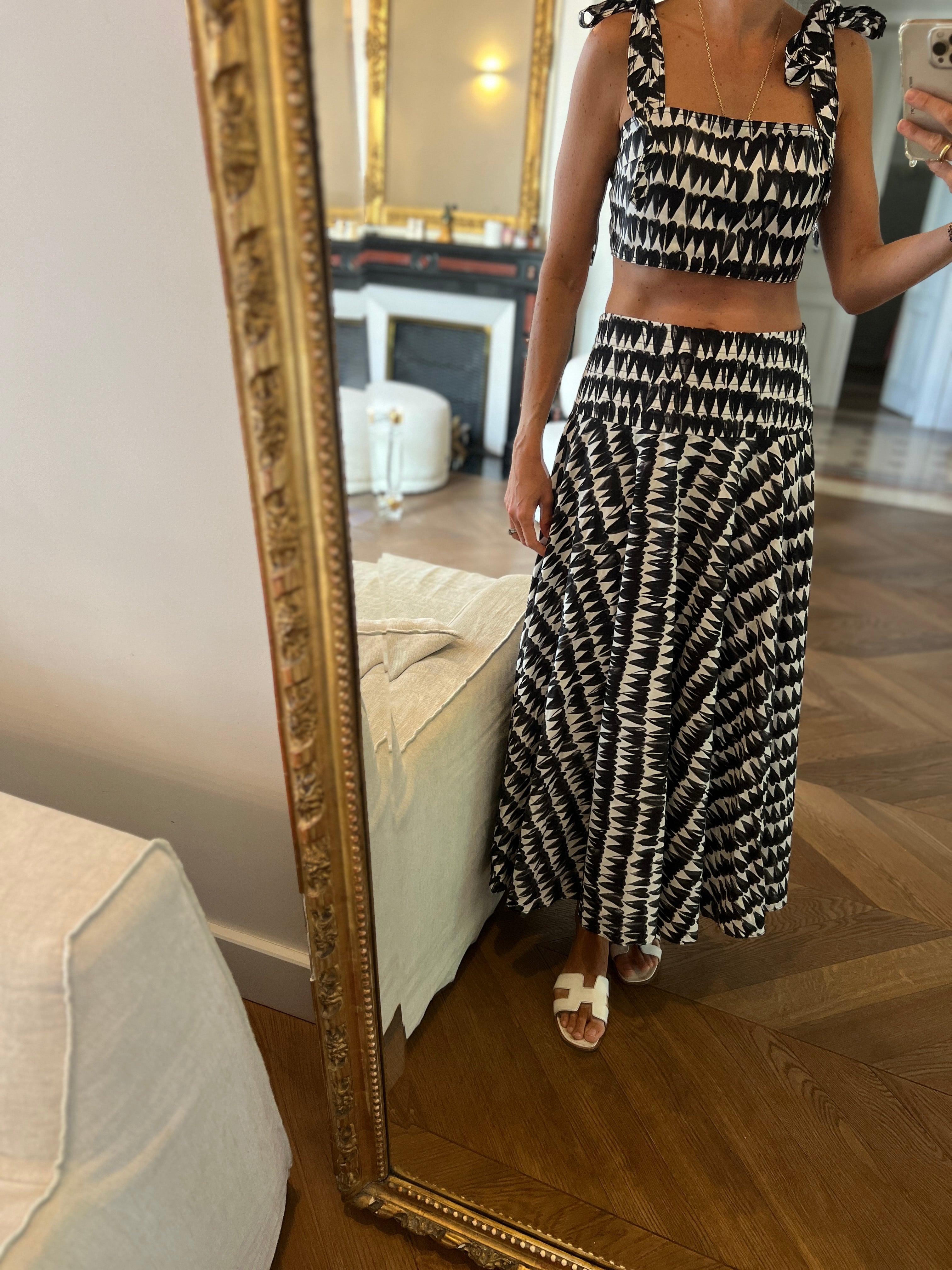 Ariane Brodier Ensemble Zara crop top et jupe longue