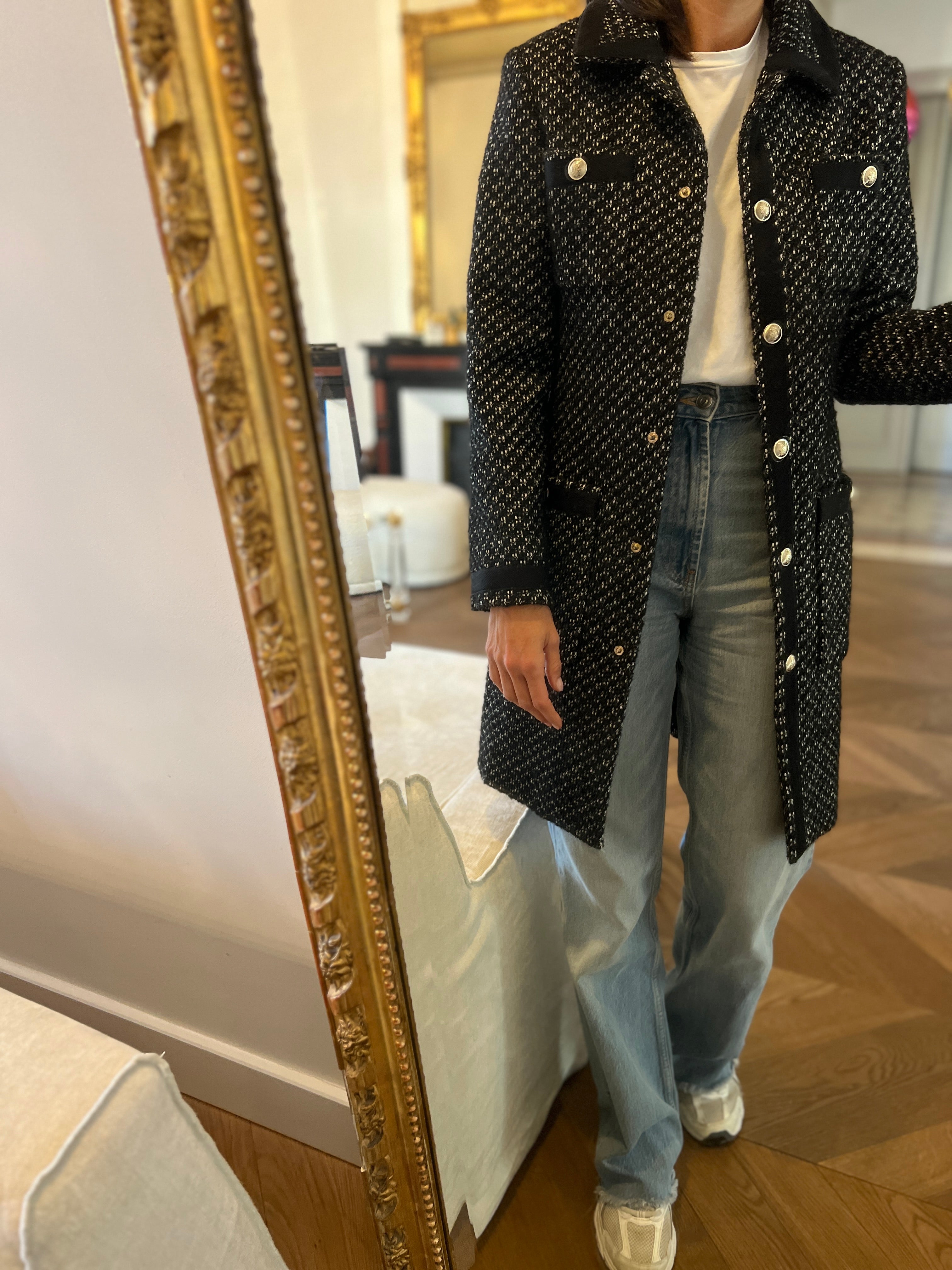 Maje  - Manteau boutons argentés avec poches