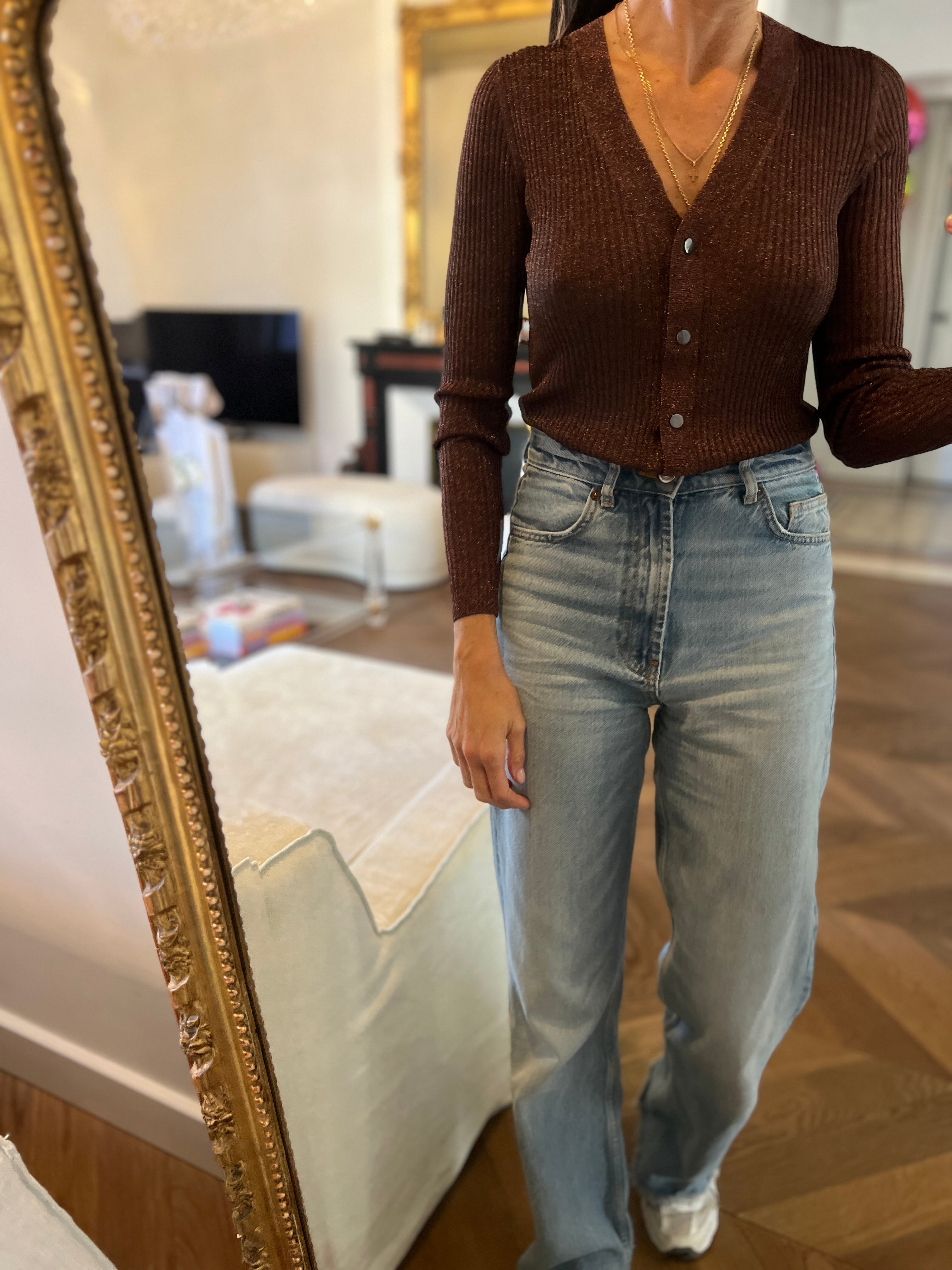 Ba&sh- Gilet irisé marron