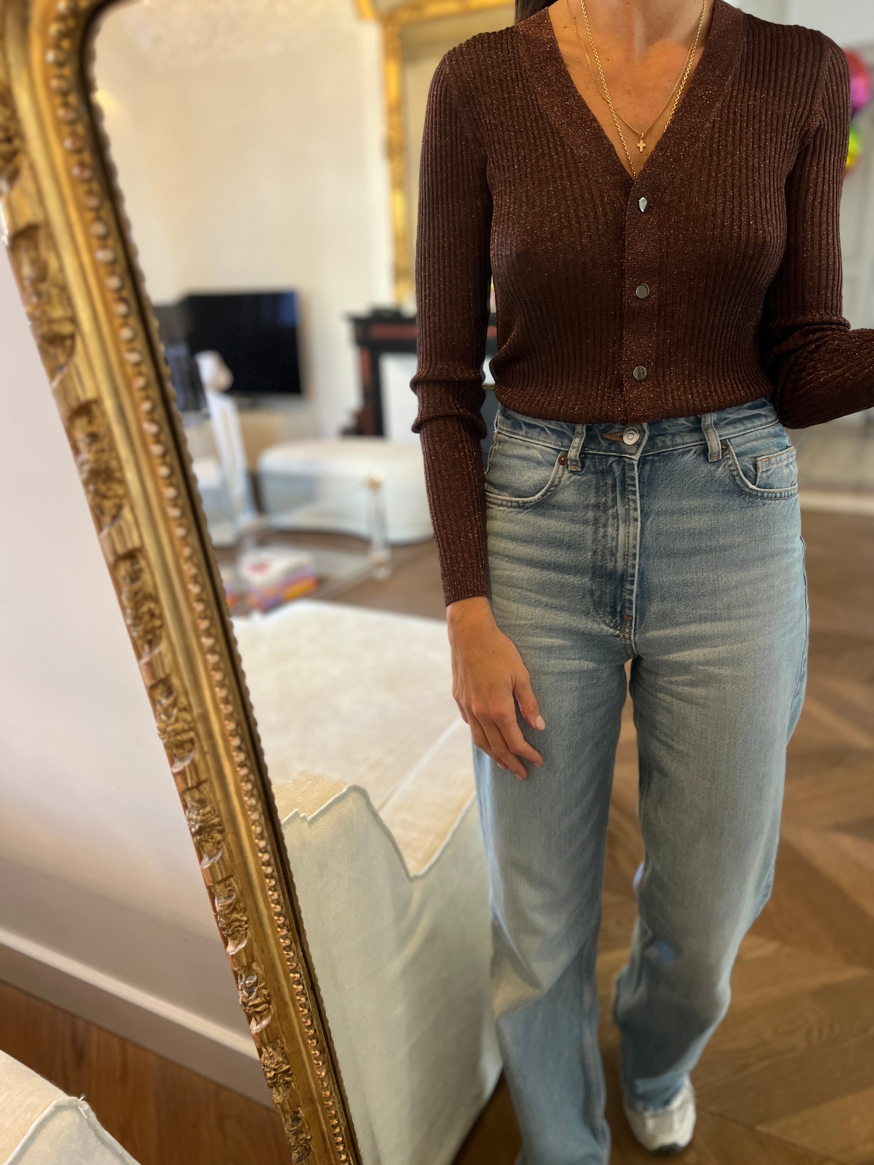 Ba&sh- Gilet irisé marron