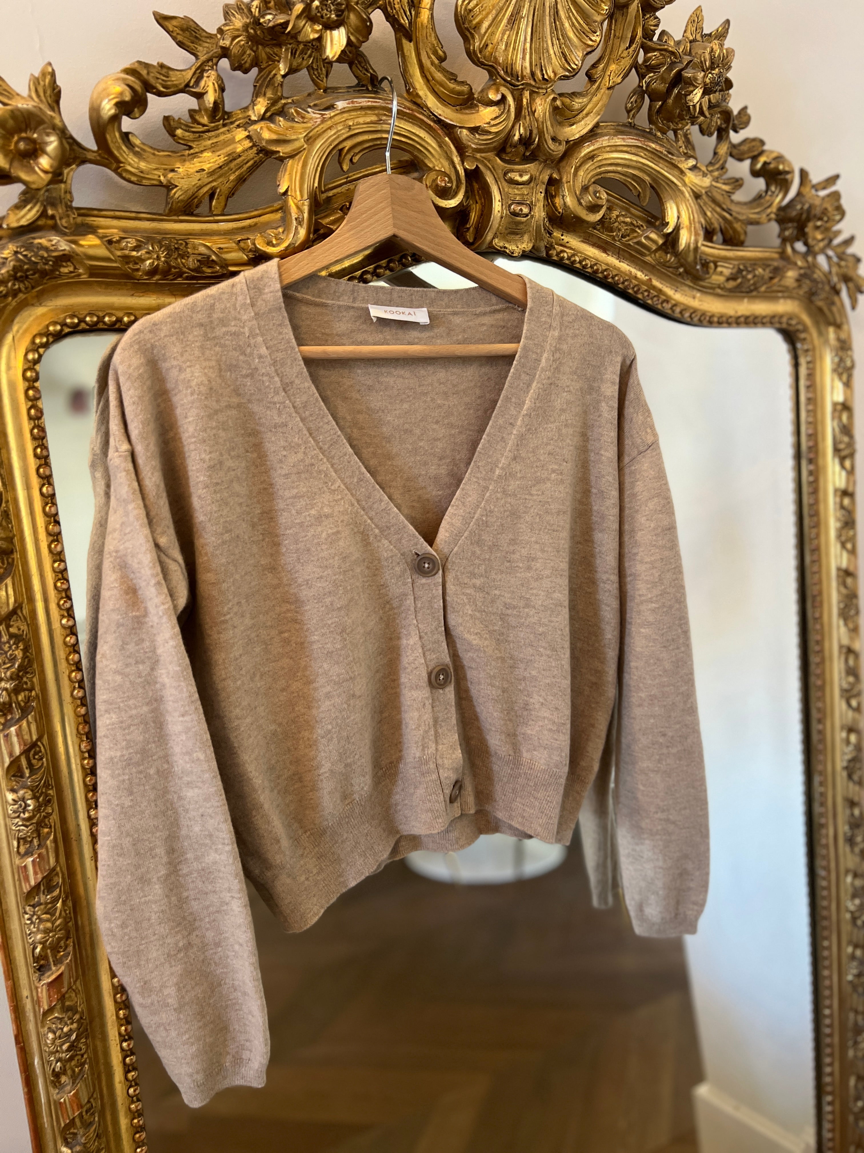 Kookai - Gilet beige en laine et cachemire