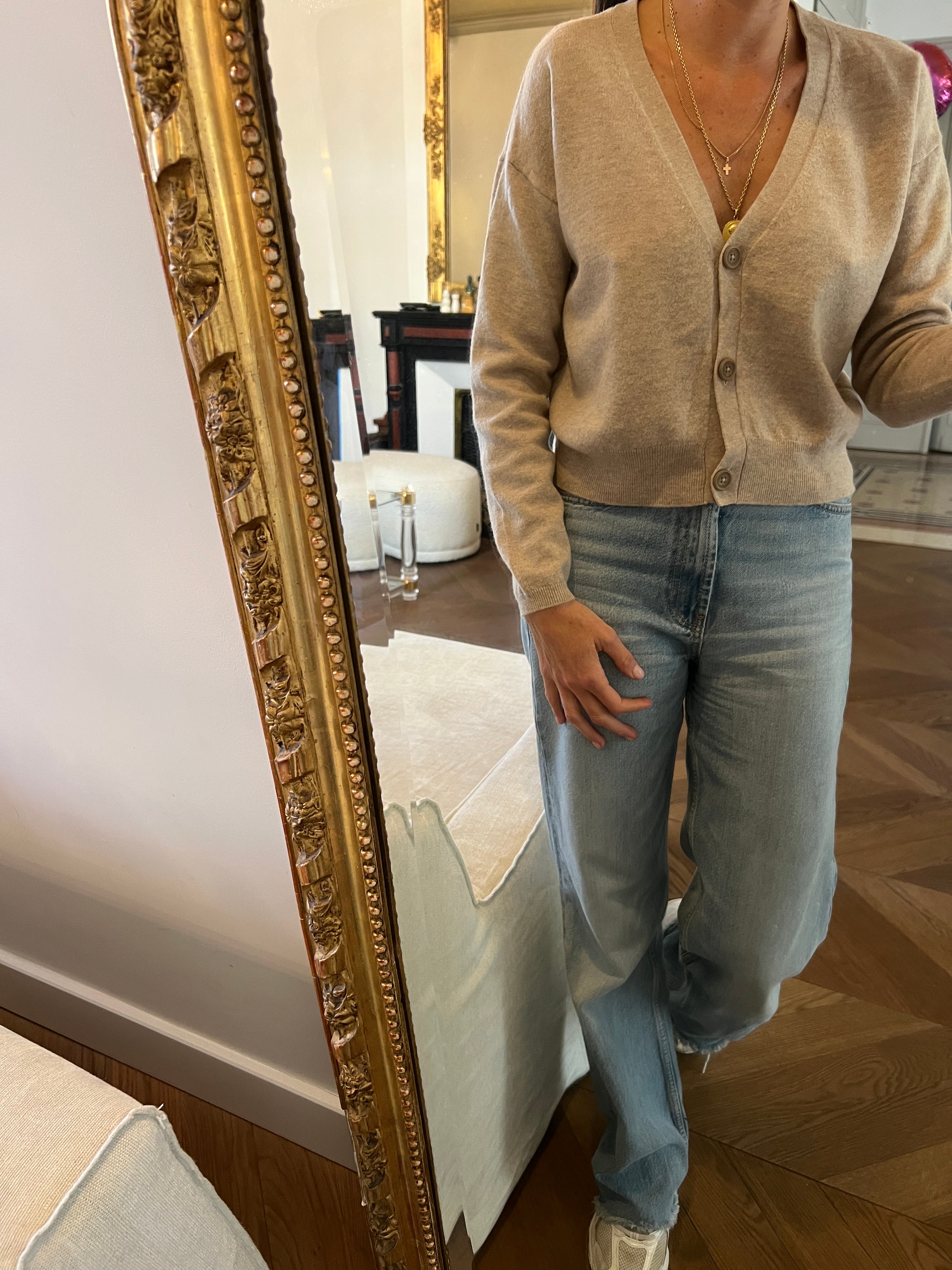 Kookai - Gilet beige en laine et cachemire