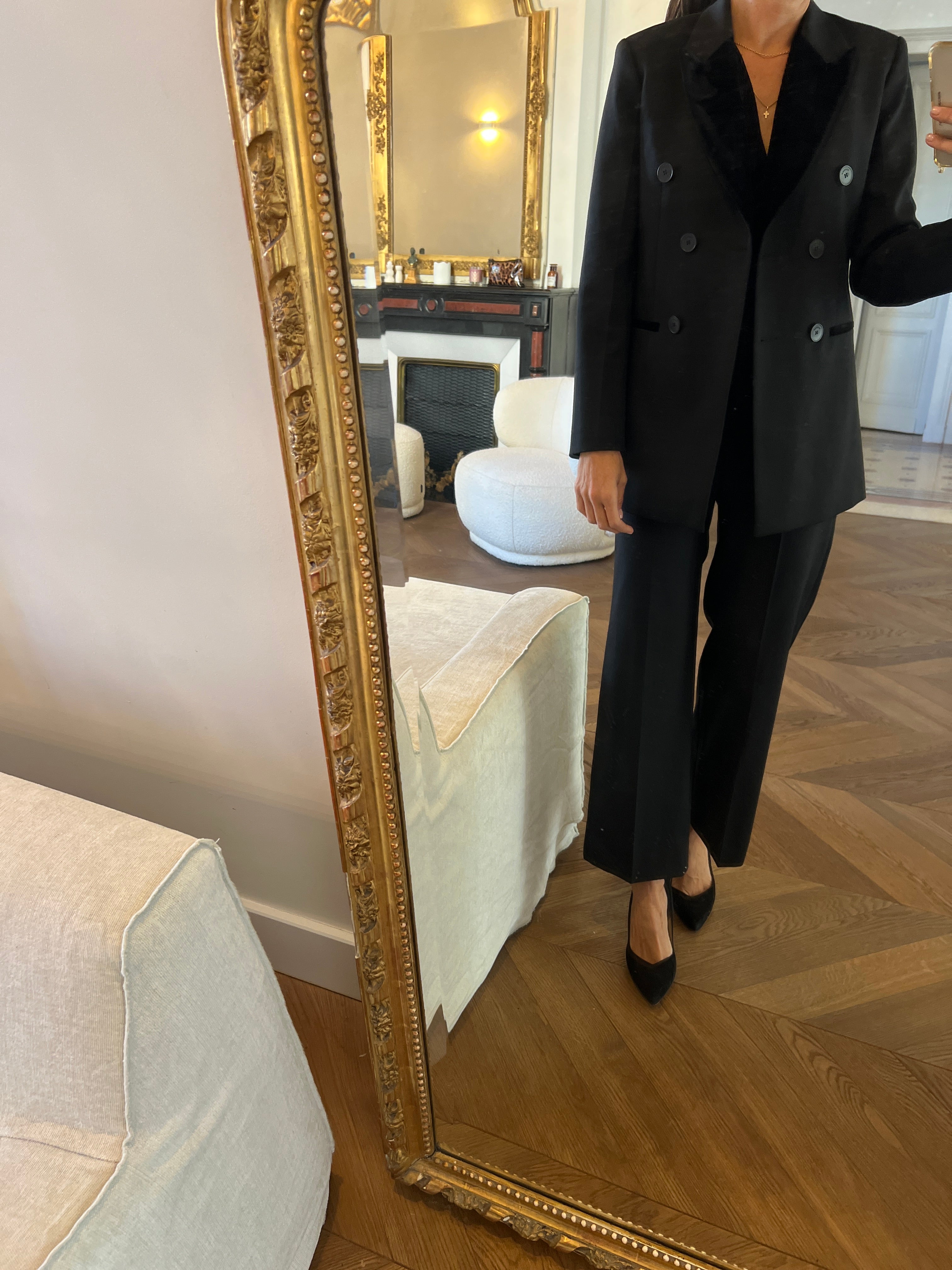 Sandro -  Blazer noir col velours