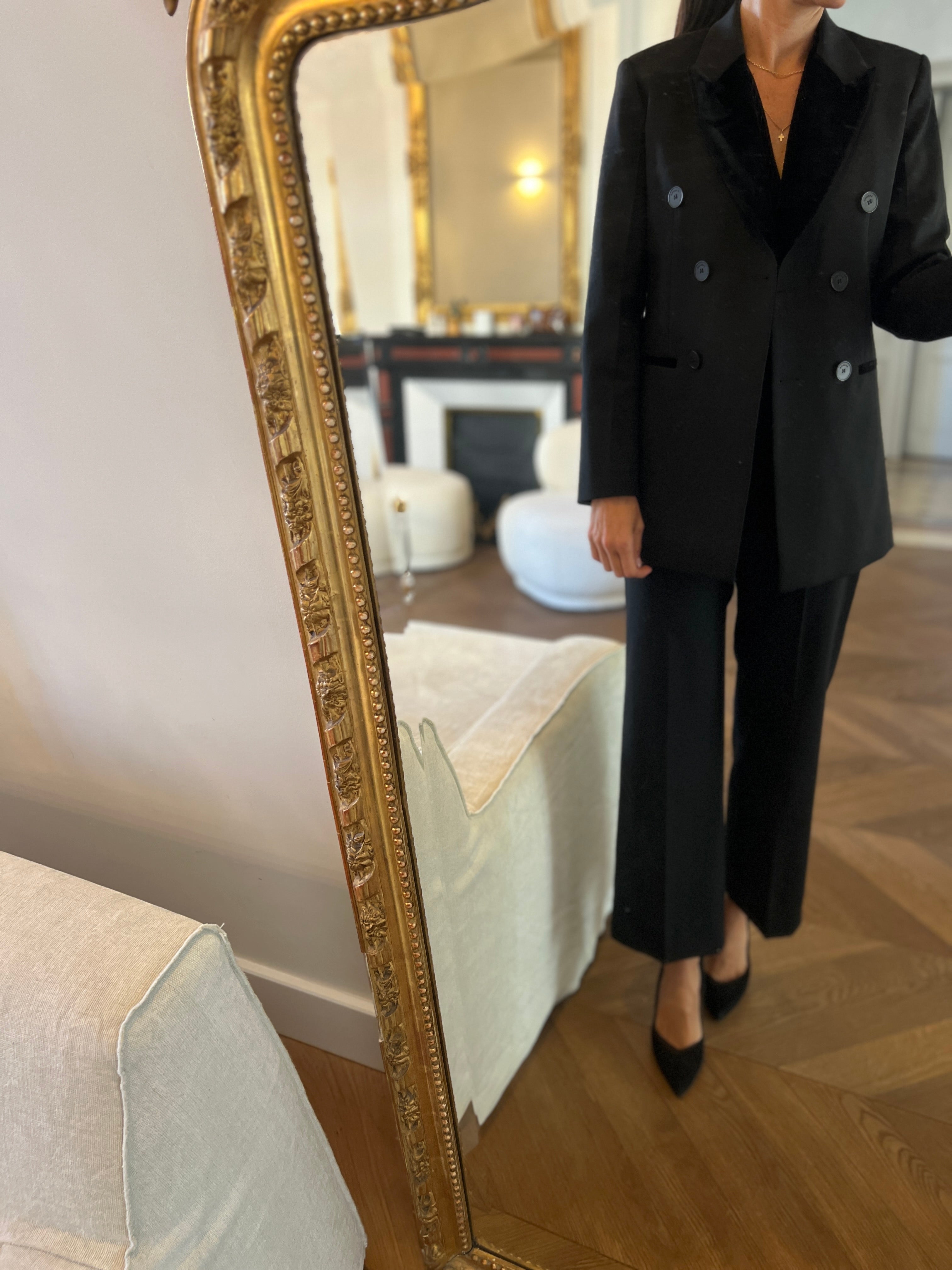 Sandro -  Blazer noir col velours