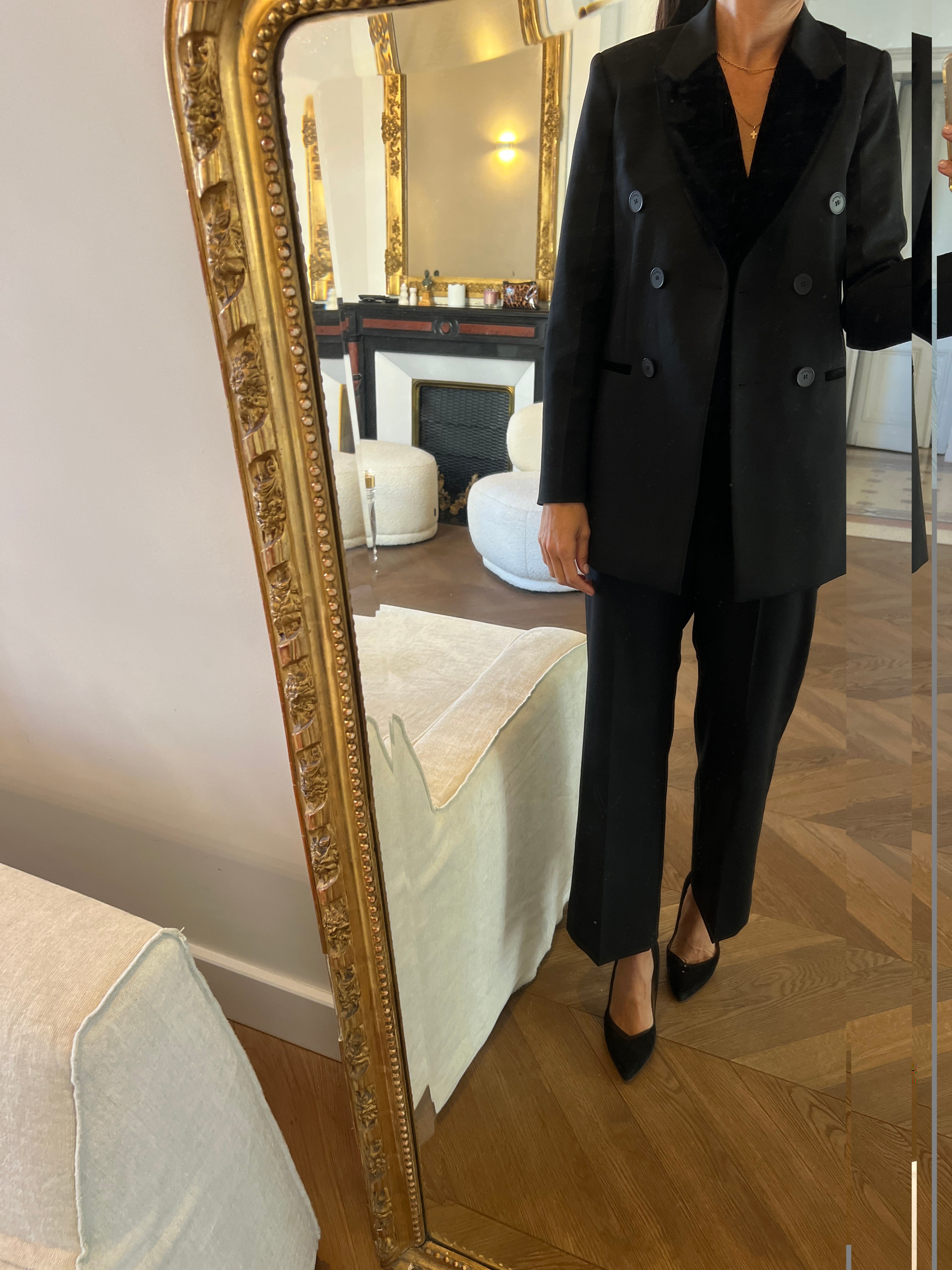 Sandro -  Blazer noir col velours