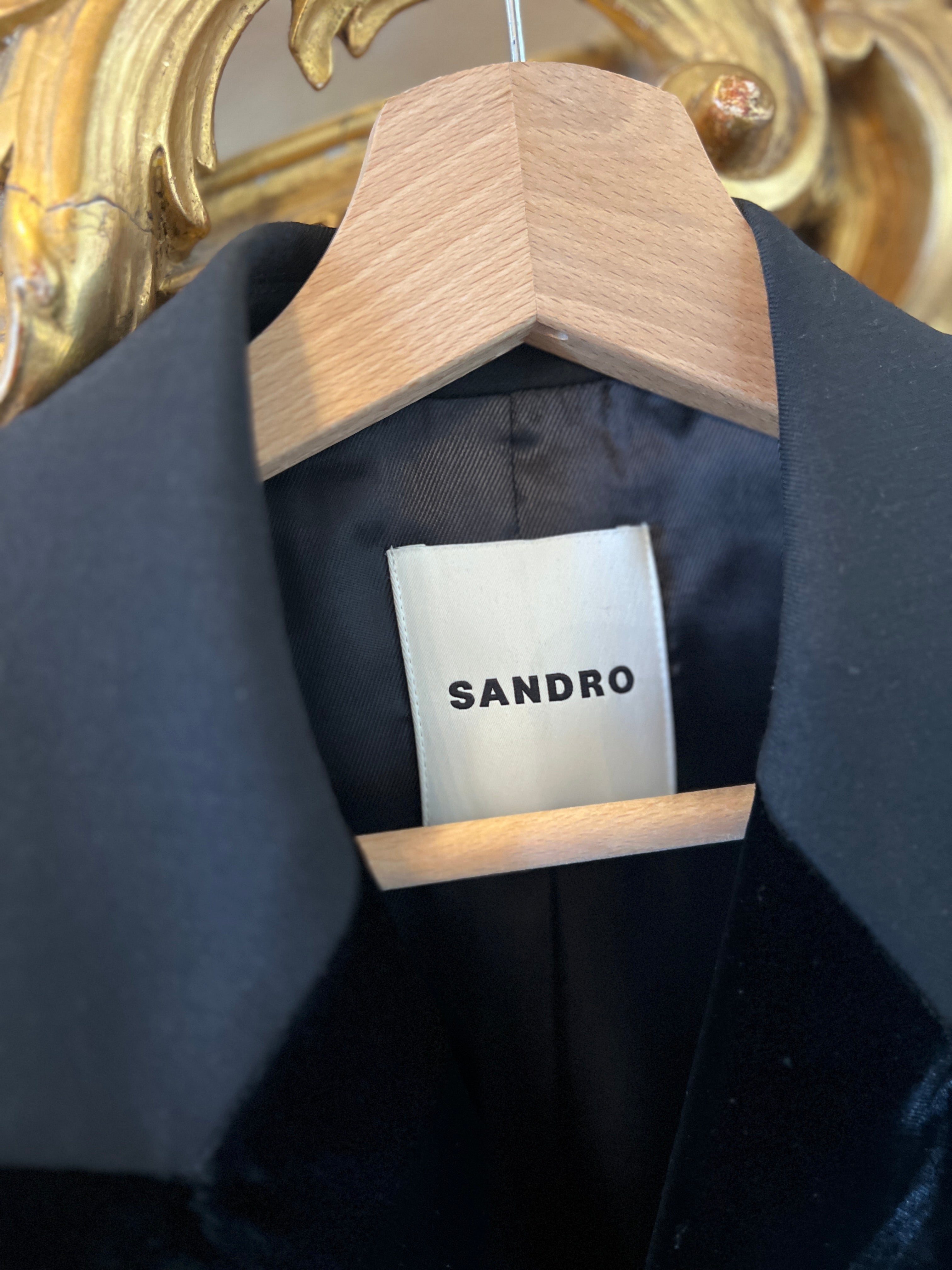 Sandro -  Blazer noir col velours