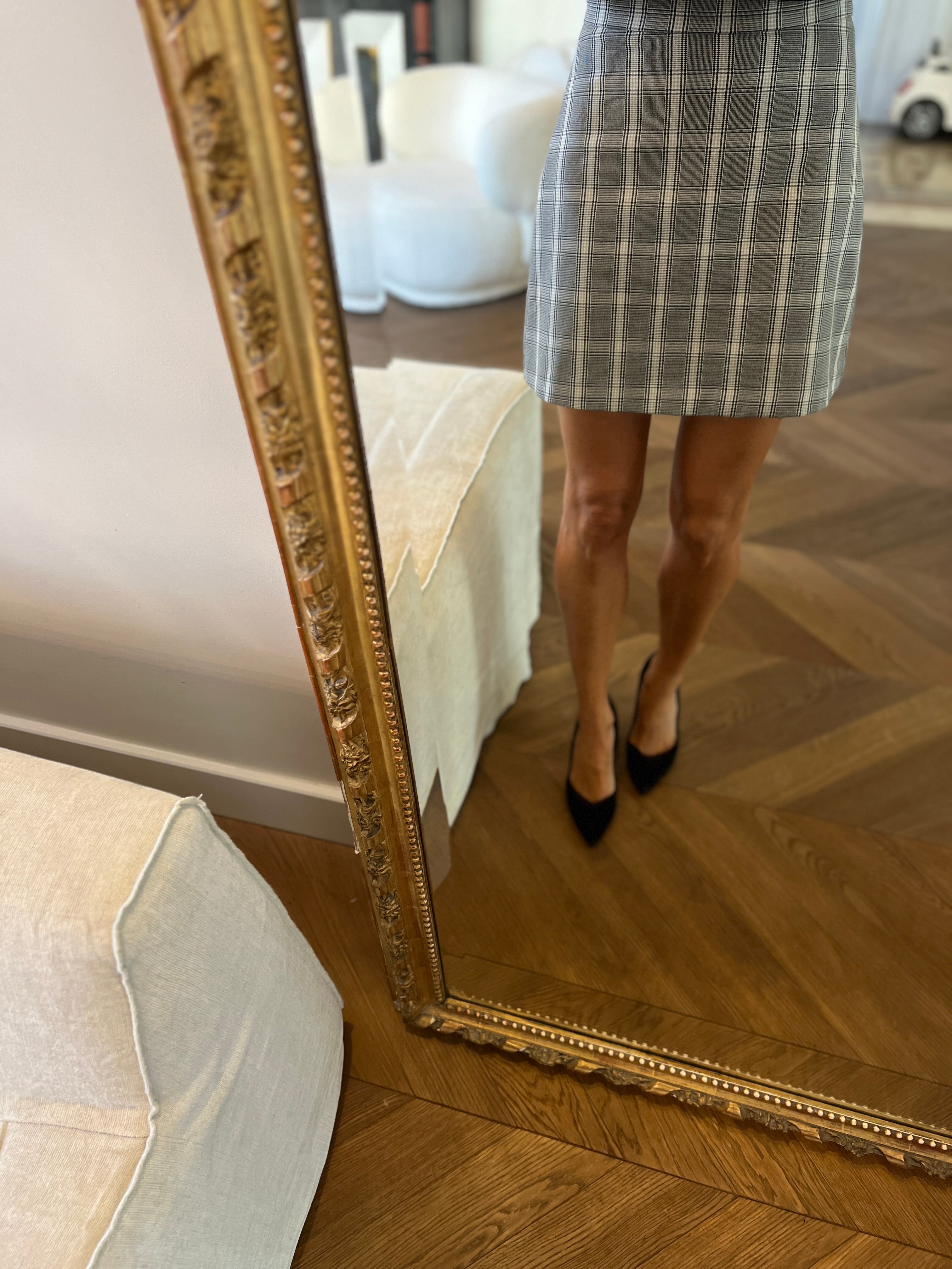 Kookai - Jupe à carreaux trapèze grise