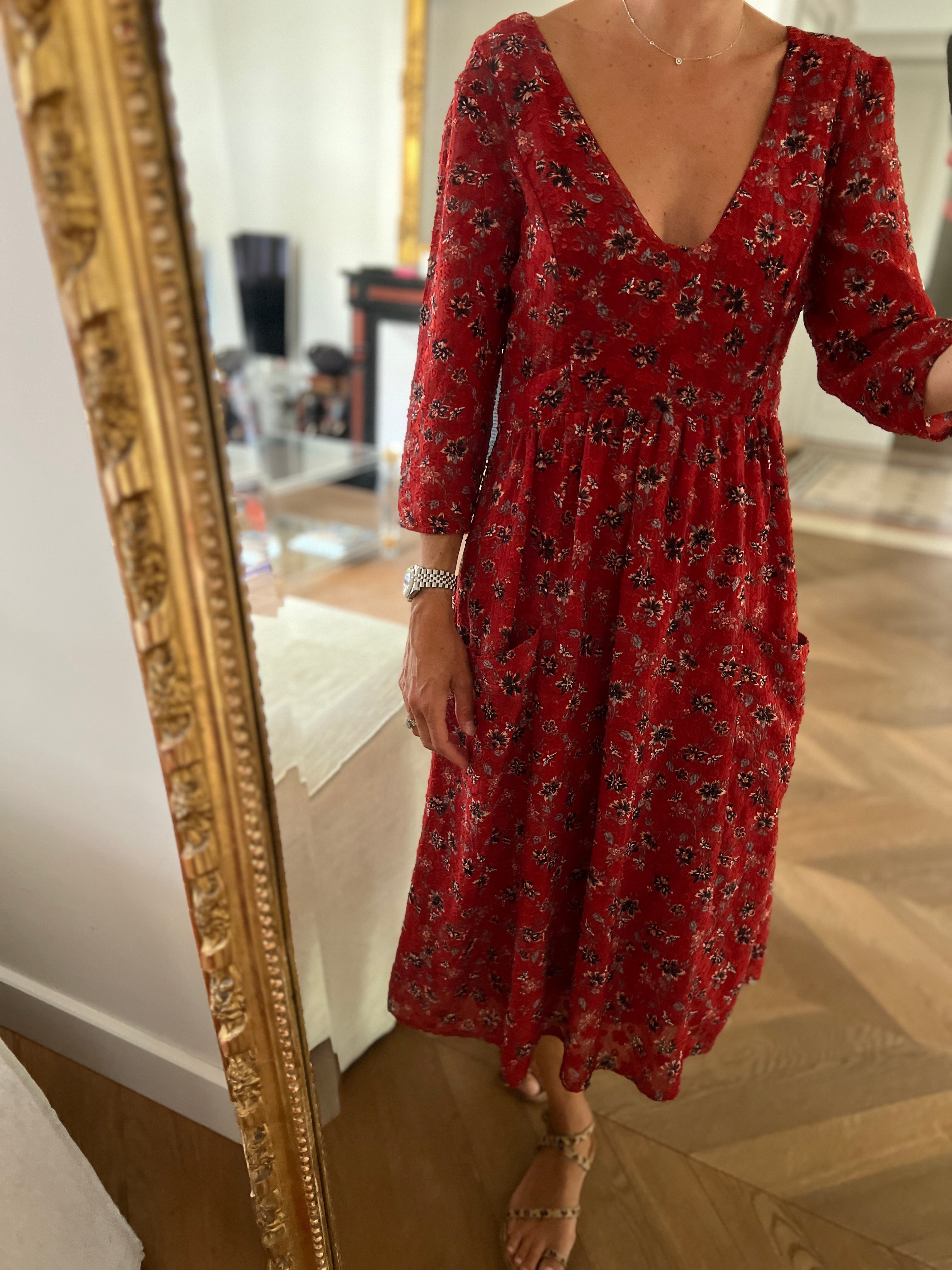 Robe Ba&sh bordeaux à fleurs