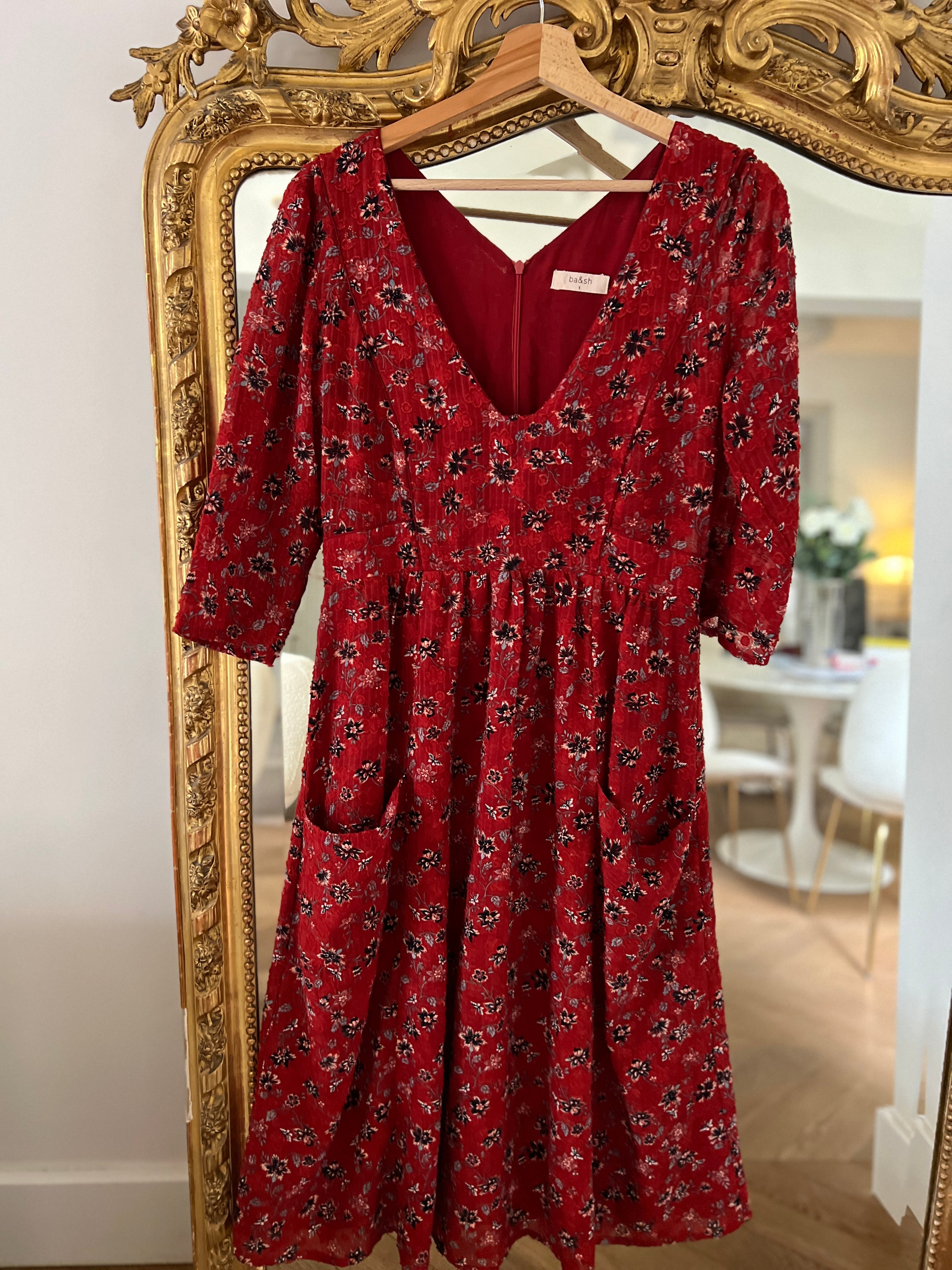 Robe Ba&sh bordeaux à fleurs