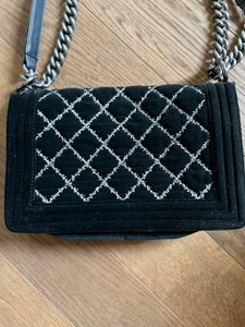 Sac Chanel Boy en velours métal finition ruthénium