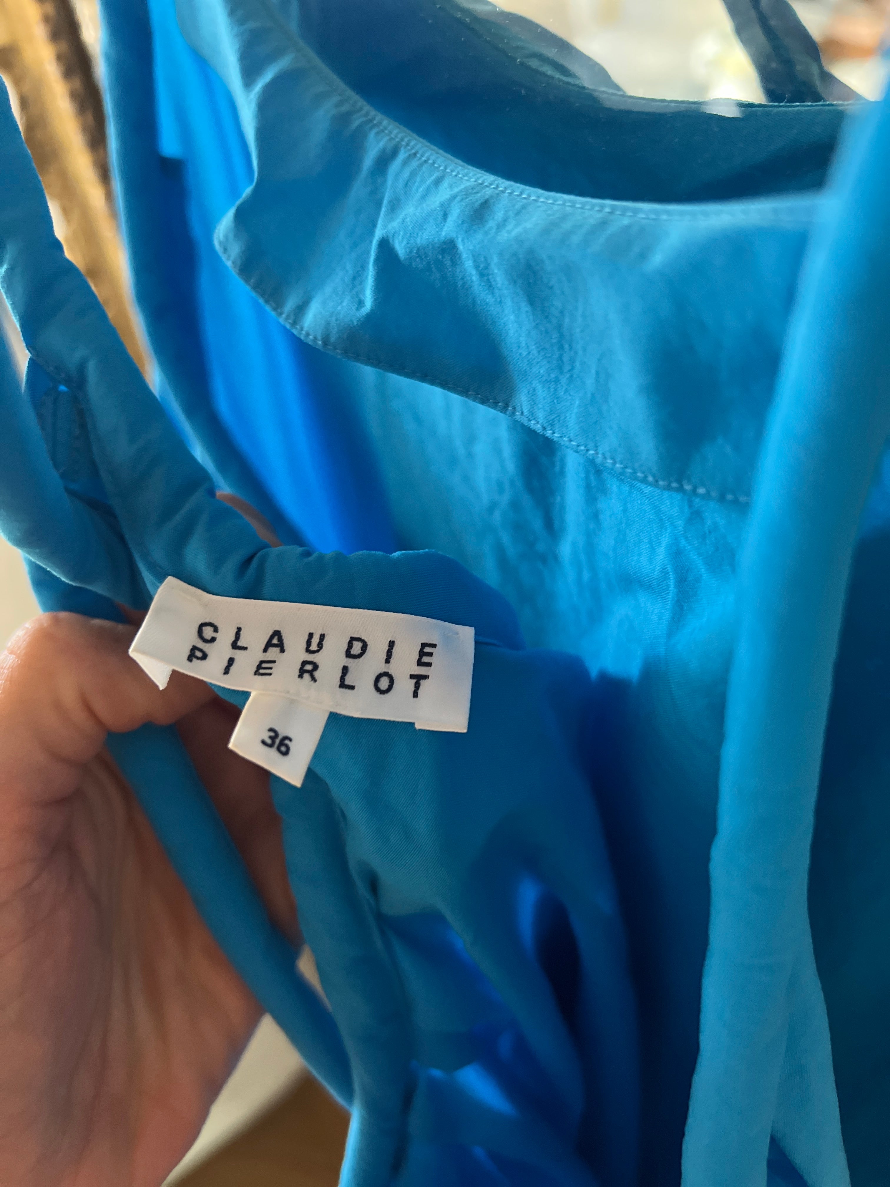 Robe Claudie Pierlot bleue bretelles rondes