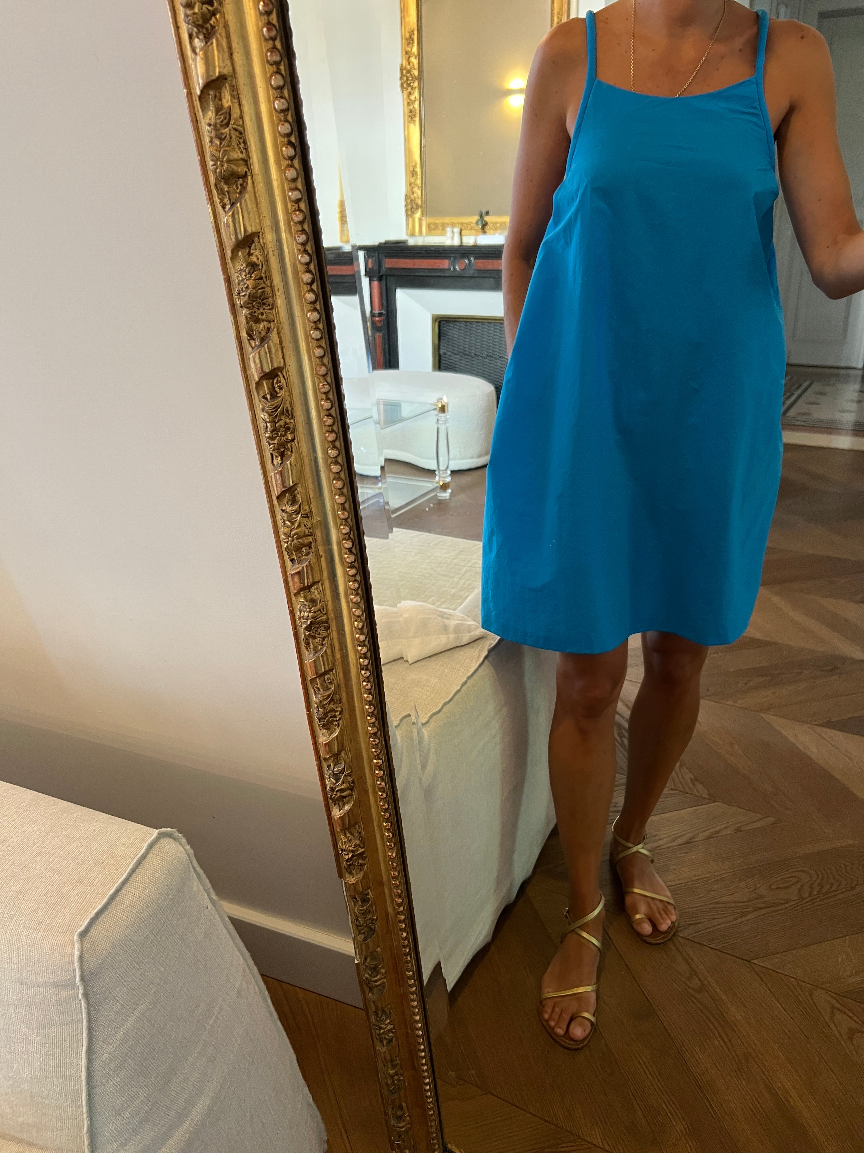 Robe Claudie Pierlot bleue bretelles rondes