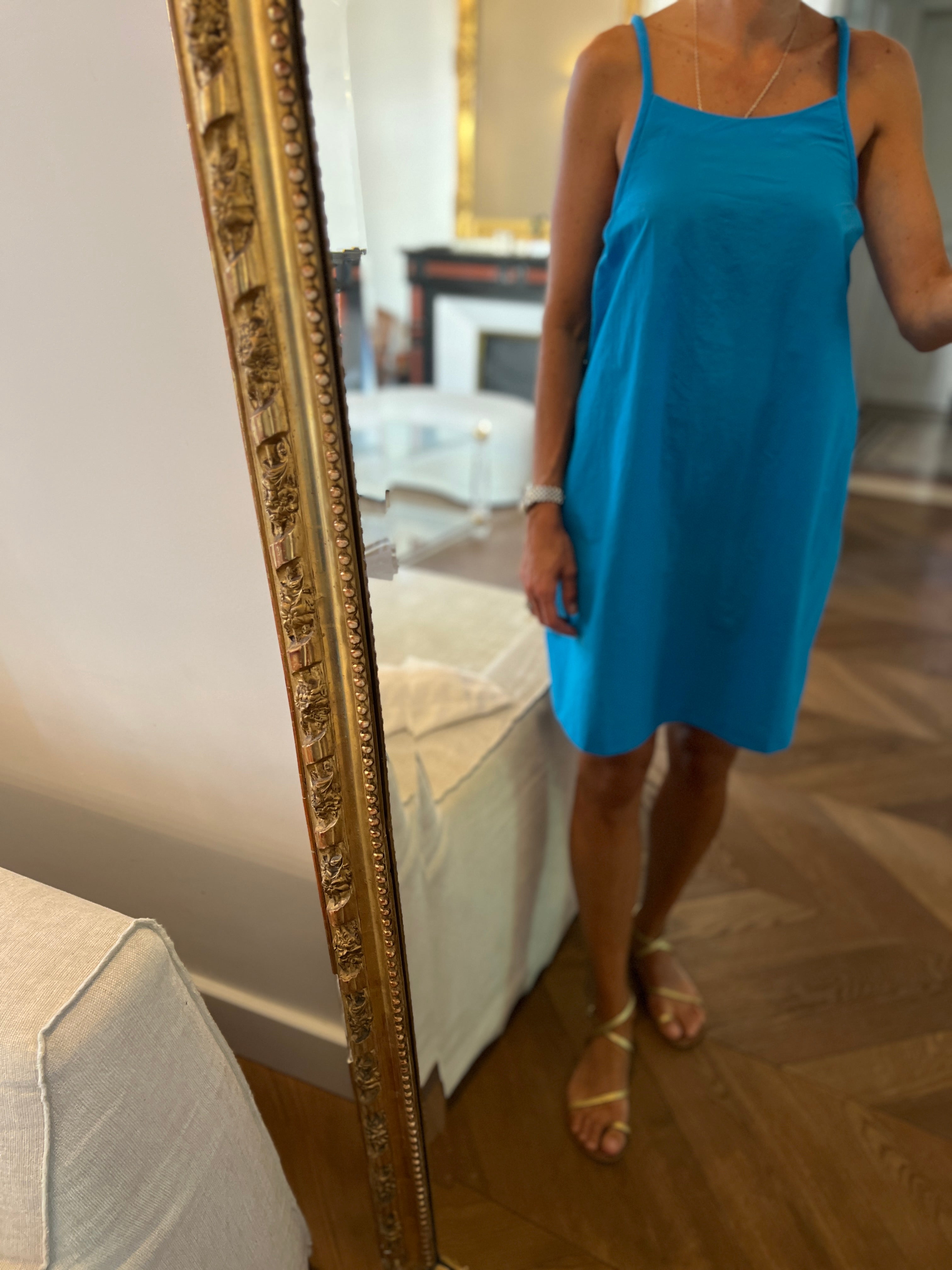 Robe Claudie Pierlot bleue bretelles rondes