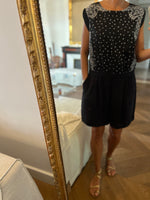 Charger l&#39;image dans la galerie, Combishort Claudie Pierlot noire motifs étoiles
