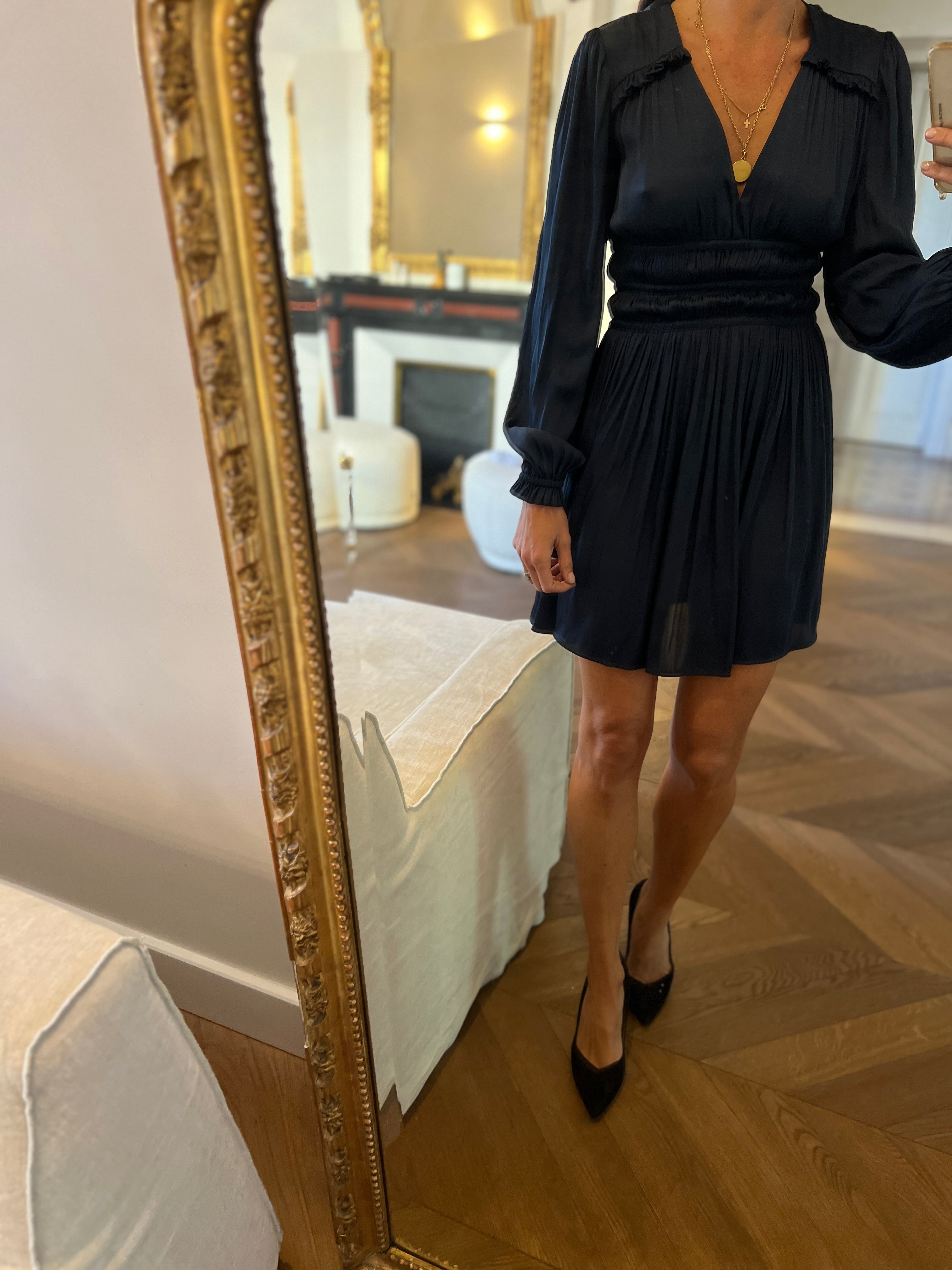 Maje - Robe bleu nuit plissée