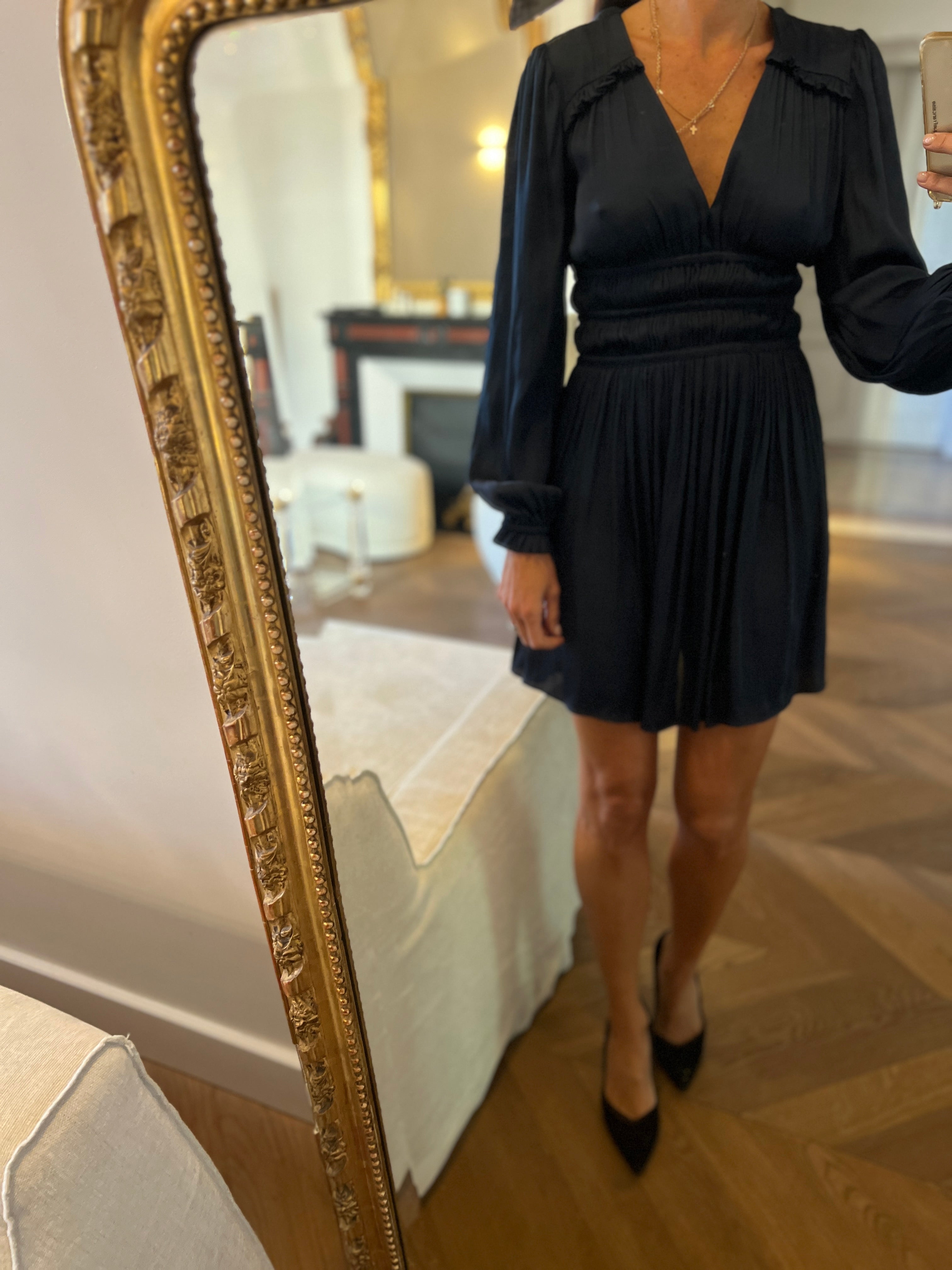 Maje - Robe bleu nuit plissée