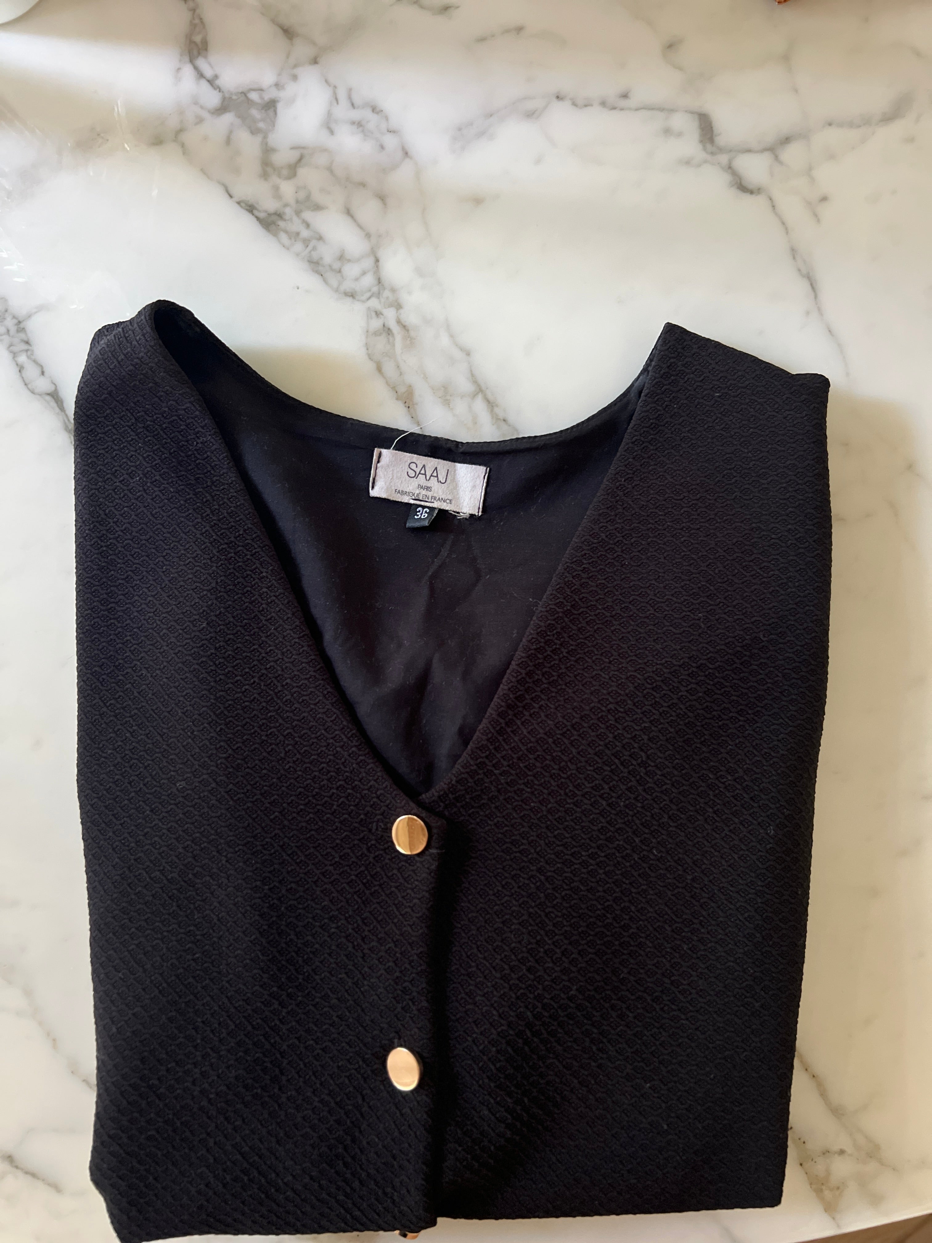 Blouse SAAJ Paris noire boutons dorées