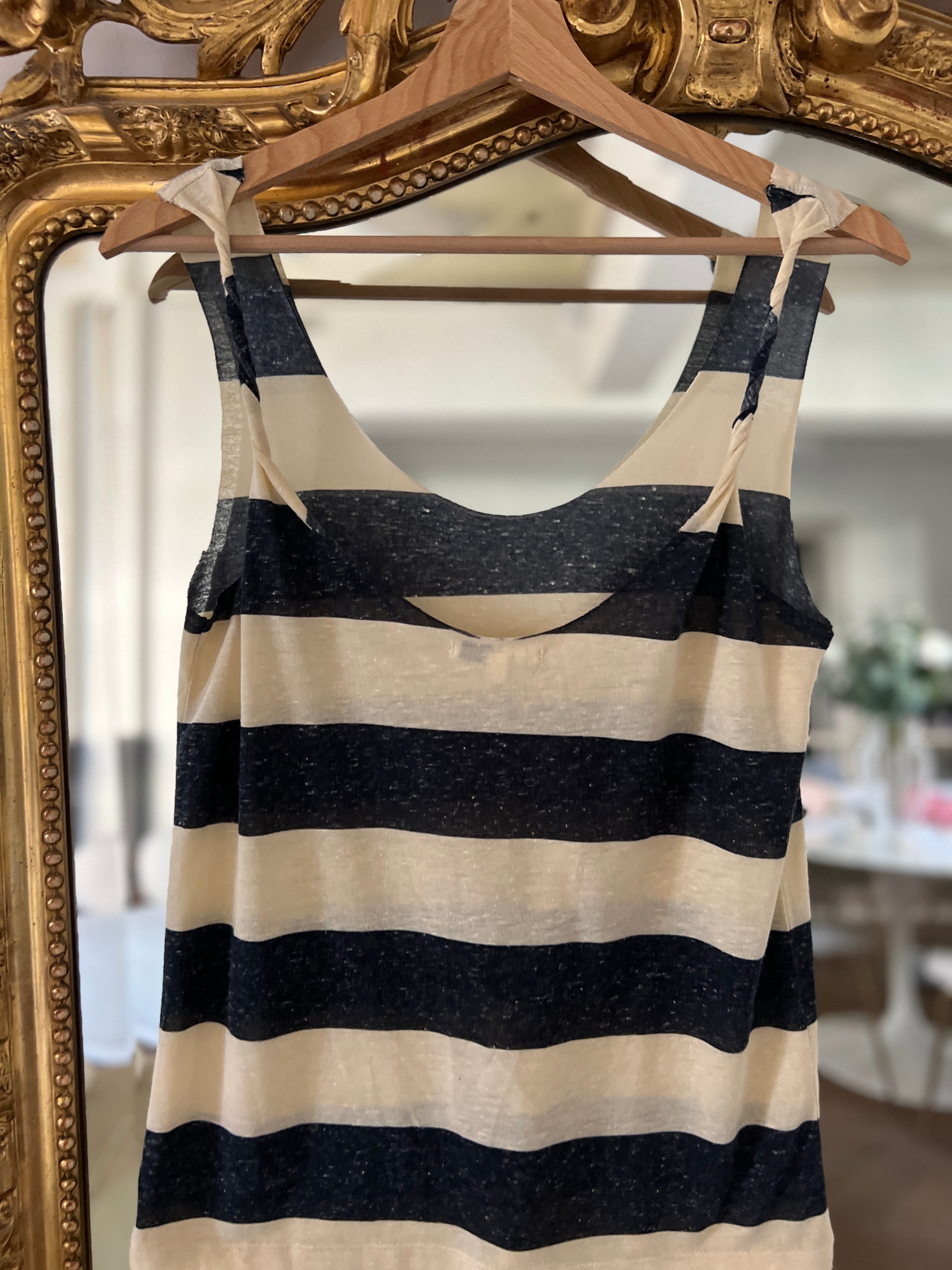 Débardeur Ba&sh à rayures bleu marine et beige