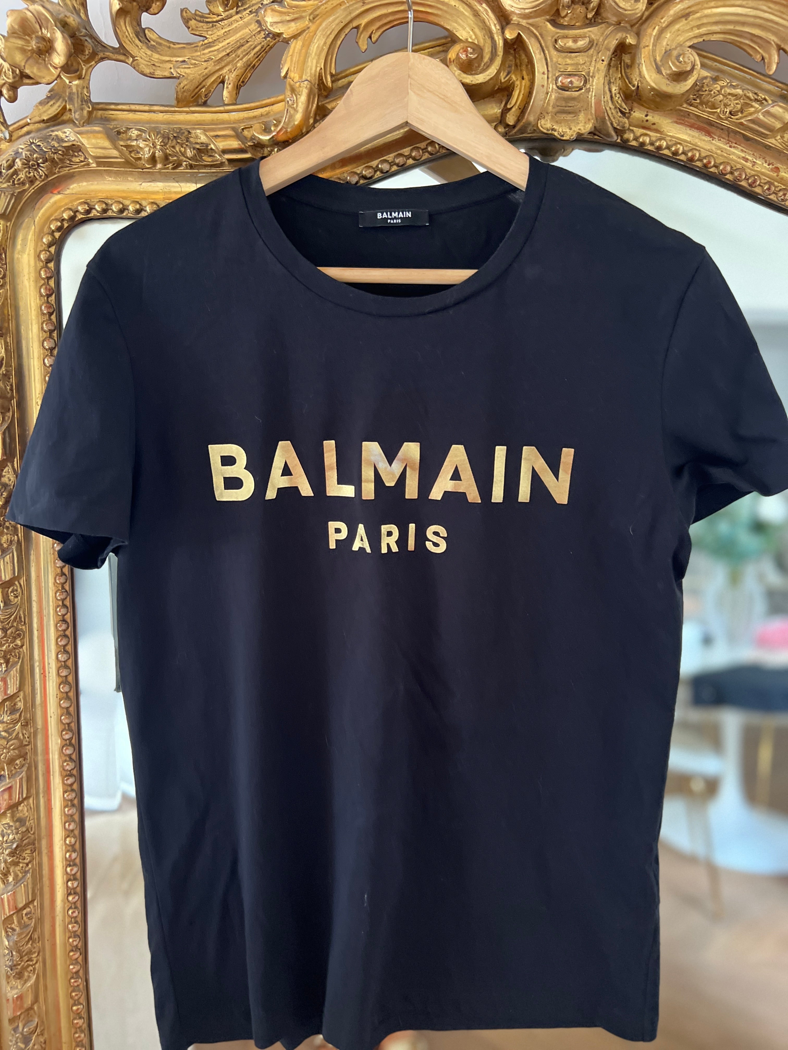 T shirt Balmain noir et doré