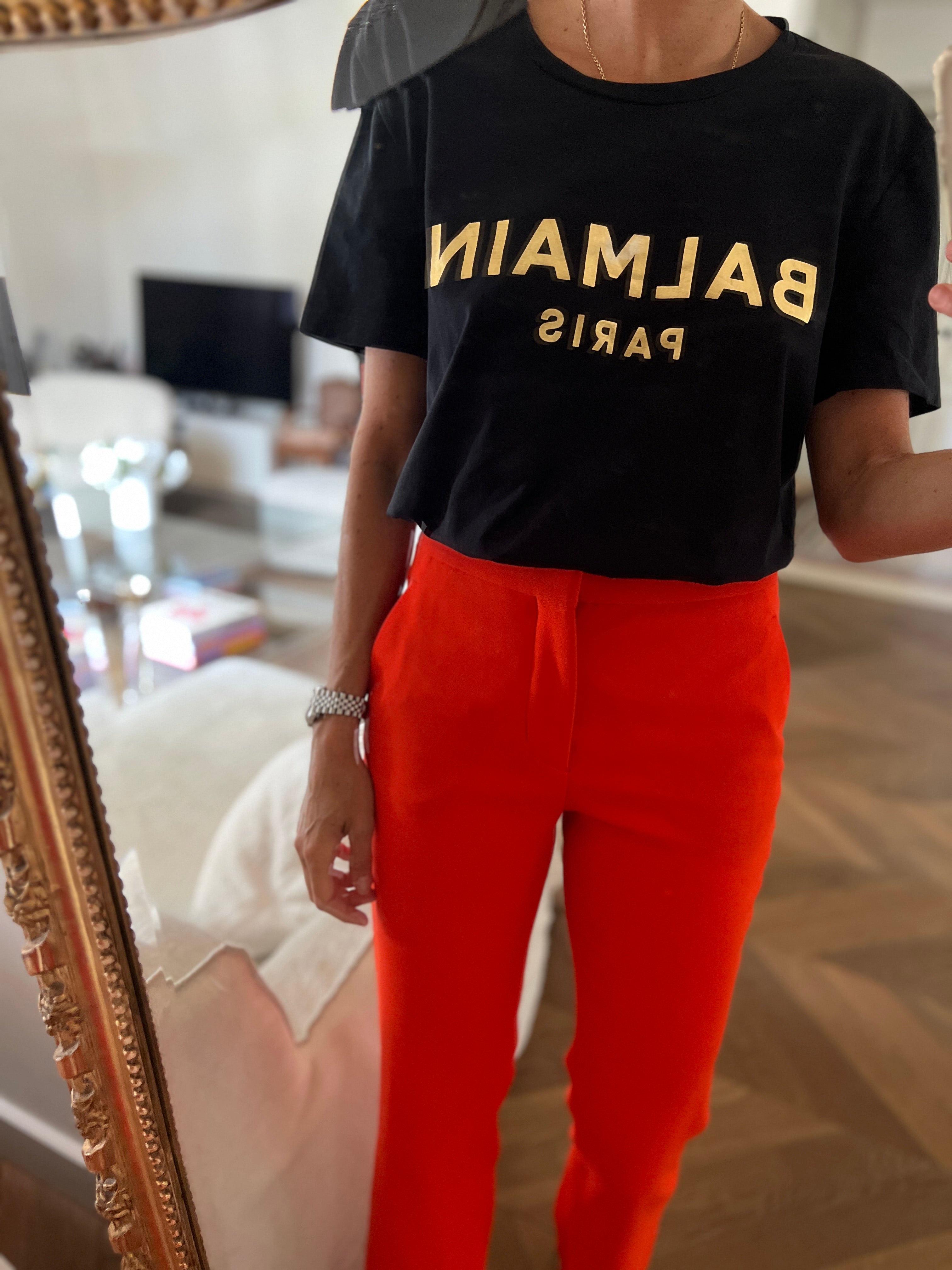 T shirt Balmain noir et doré