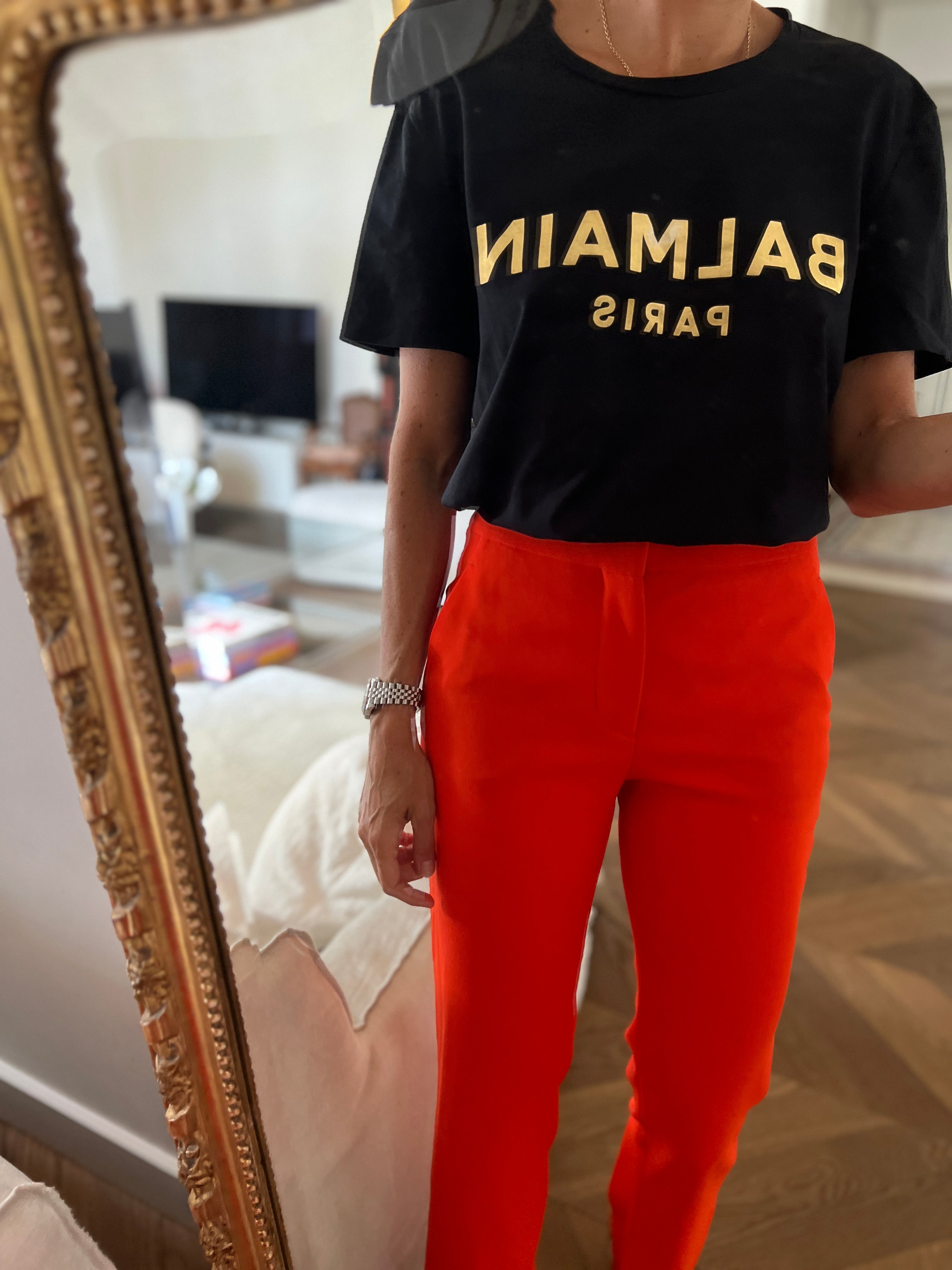 T shirt Balmain noir et doré