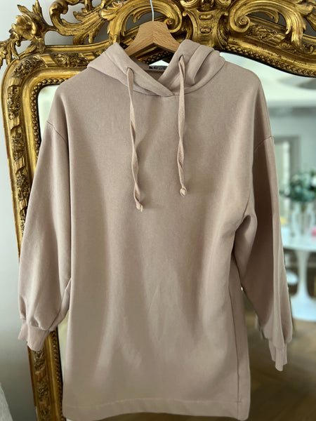 Robe Sweat Zara à capuche beige - Main Image