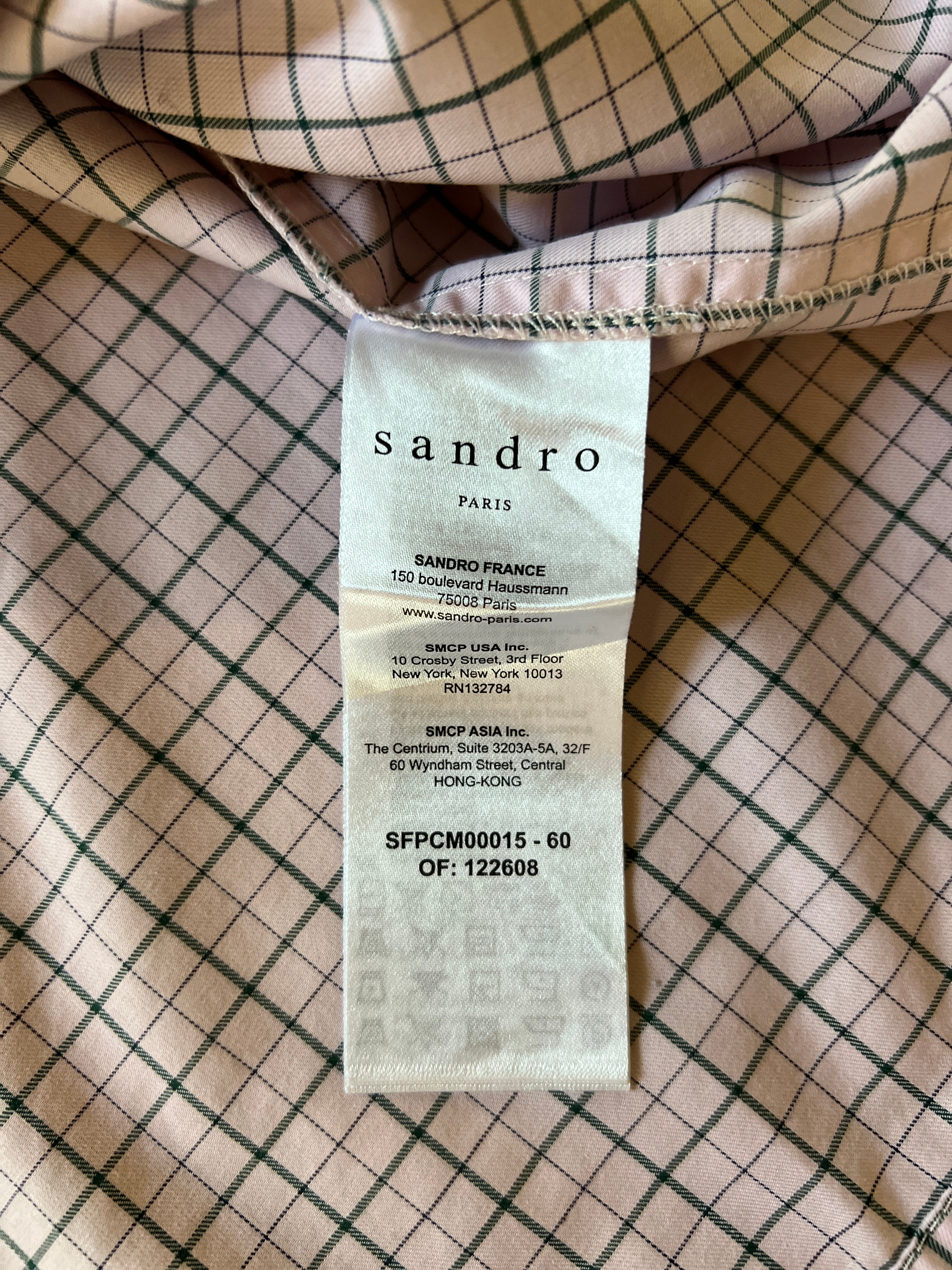 Chemise Sandro rose à carreaux