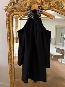 Robe Karen Millen noire col à strass